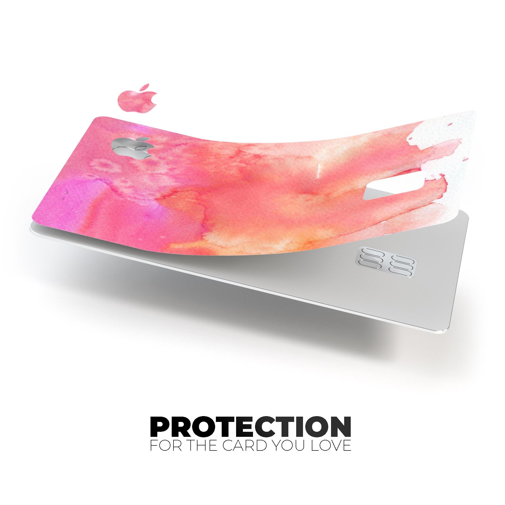 Pinkish 1102 Absorbed Watercolor Texture decal for Apple Card, showcasing vibrant colors and premium vinyl material.