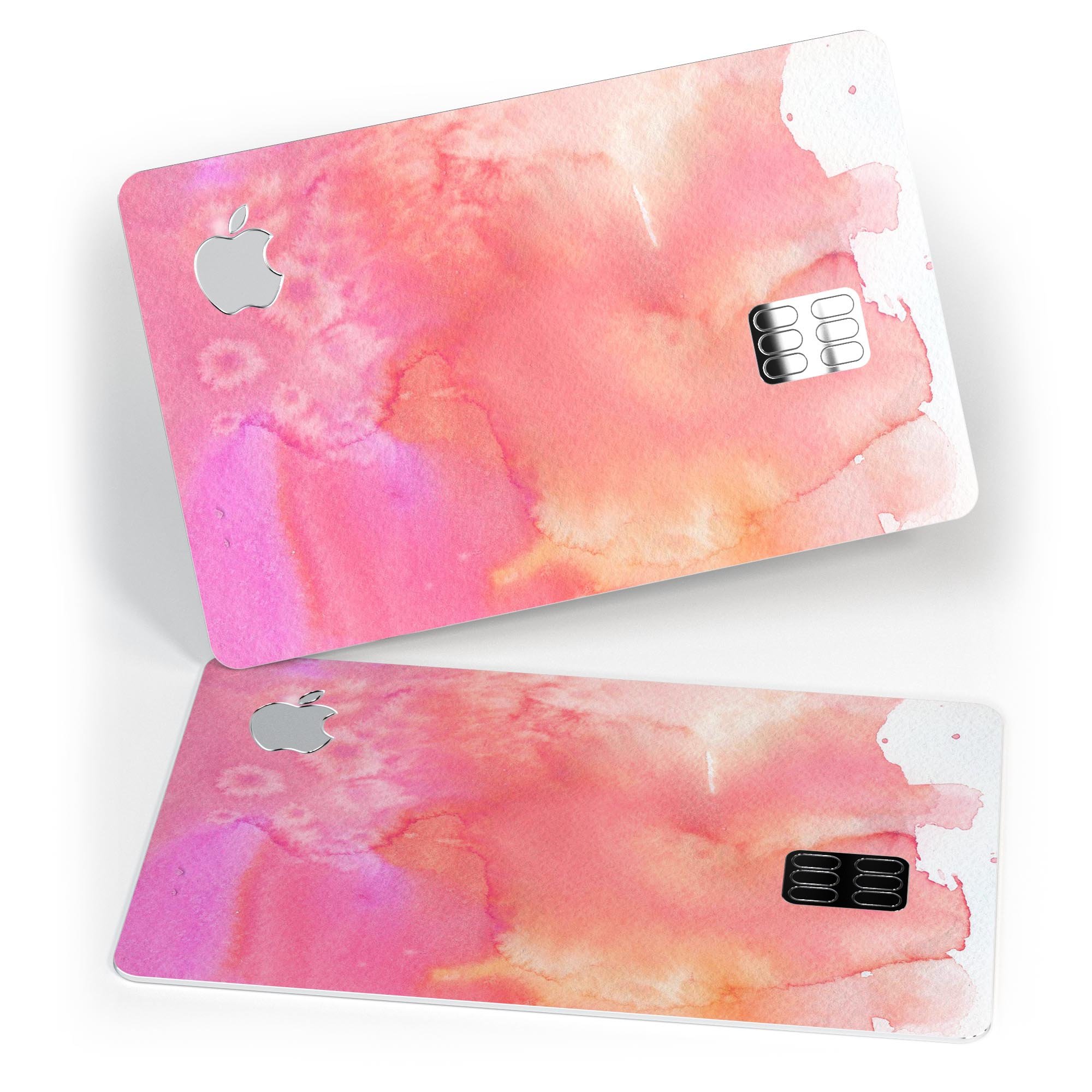 Pinkish 1102 Absorbed Watercolor Texture decal for Apple Card, showcasing vibrant colors and premium vinyl material.