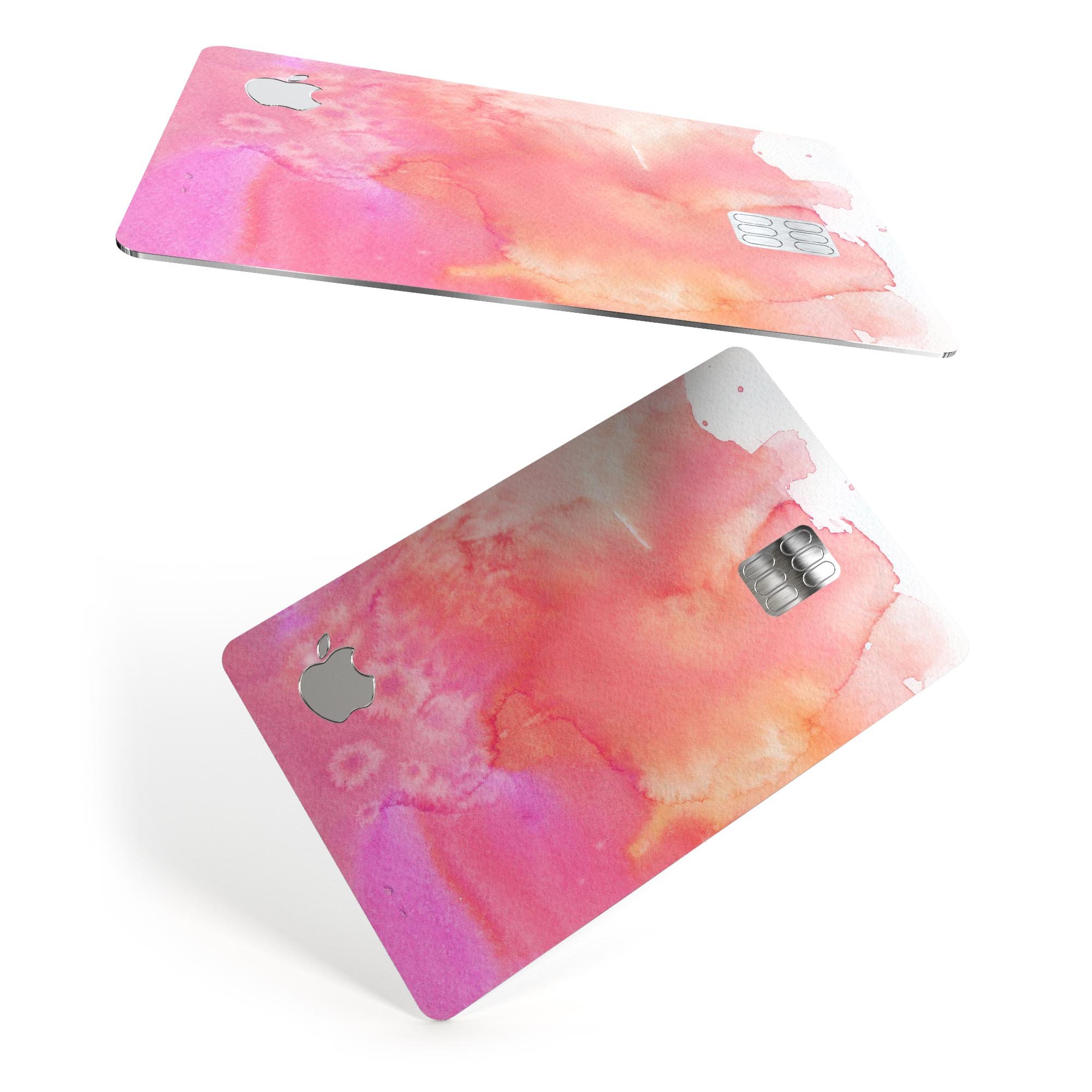 Pinkish 1102 Absorbed Watercolor Texture decal for Apple Card, showcasing vibrant colors and premium vinyl material.