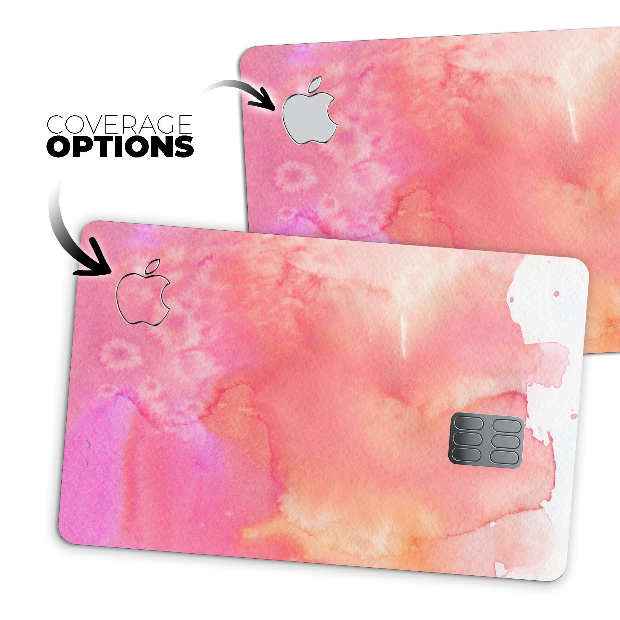 Pinkish 1102 Absorbed Watercolor Texture decal for Apple Card, showcasing vibrant colors and premium vinyl material.