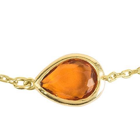 Pisa Mini Teardrop Bracelet in Gold with Citrine gemstone, featuring a delicate design on a fine chain.