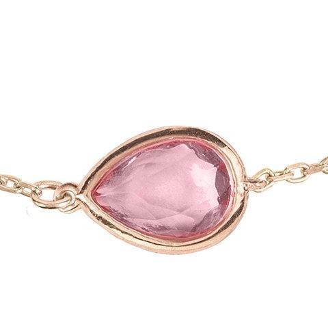 Pisa Mini Teardrop Bracelet in Rosegold featuring a Pink Tourmaline gemstone on a delicate chain, showcasing elegant design.