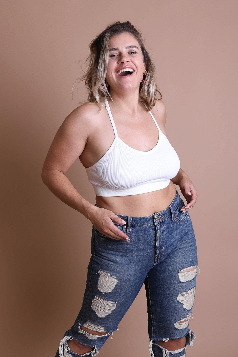 Plus Size Tattoo Back Bralette featuring a unique tattoo design on the back, made from a soft cotton and spandex blend.