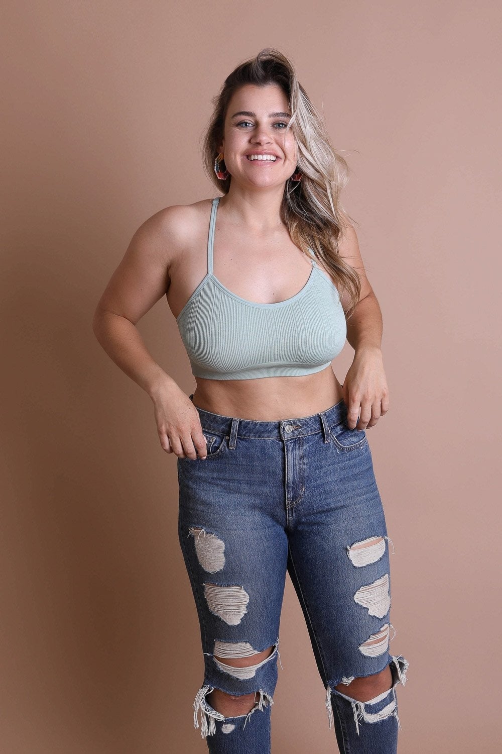 Plus Size Tattoo Back Bralette featuring a unique tattoo design on the back, made from a soft cotton and spandex blend.