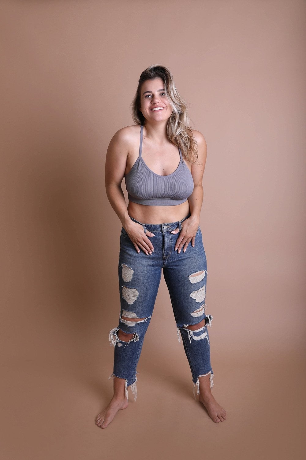 Plus Size Tattoo Back Bralette featuring a unique tattoo design on the back, made from a soft cotton and spandex blend.