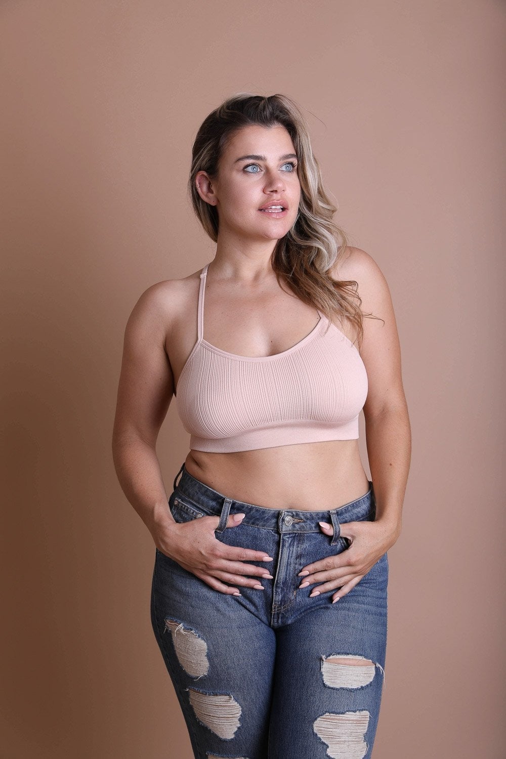 Plus Size Tattoo Back Bralette featuring a unique tattoo design on the back, made from a soft cotton and spandex blend.