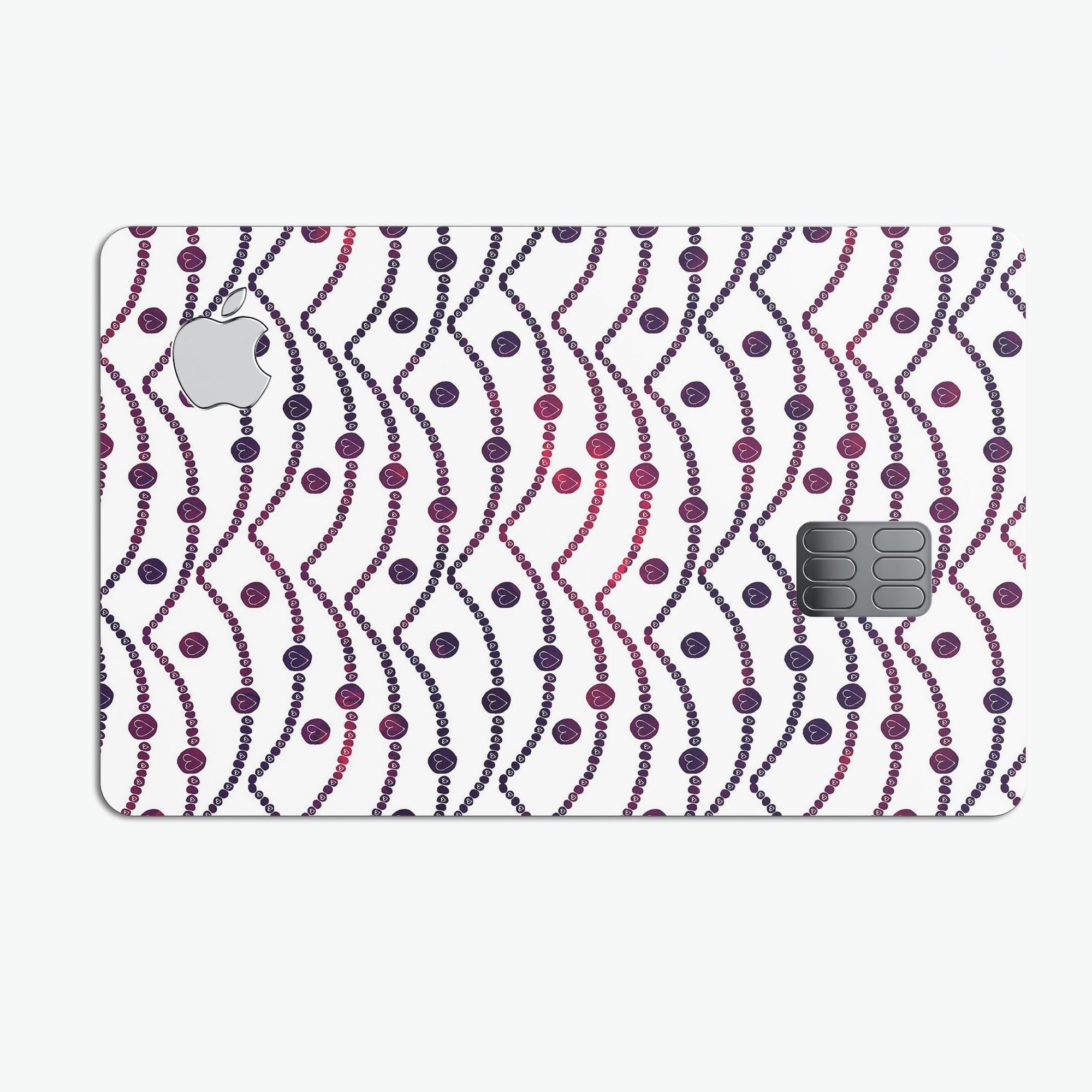 Polka Dot Powerlines decal with mini hearts, designed for Apple Card protection.