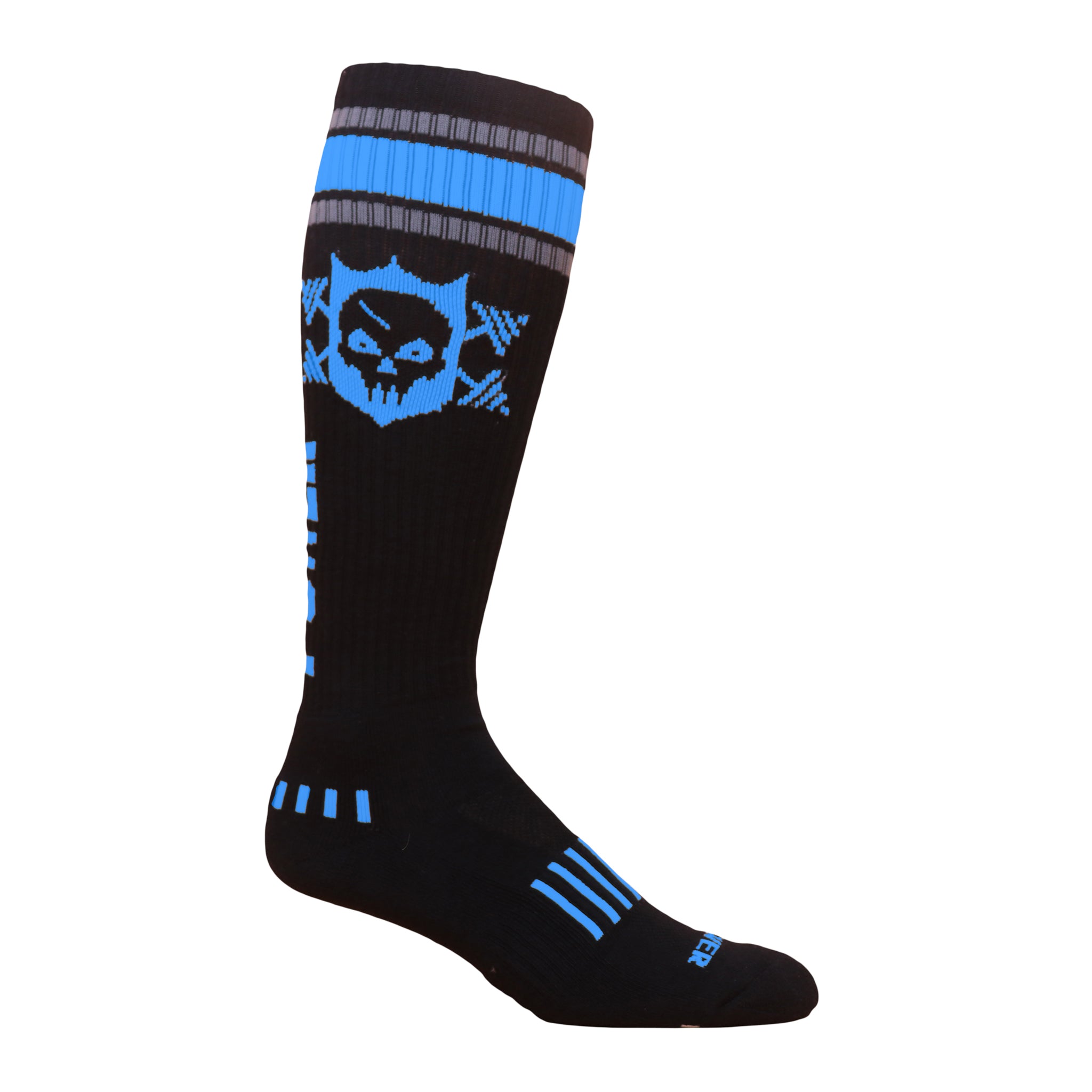 Powerful Power Skull Deadlift Socks featuring a bold skull and barbells design, perfect for intense workouts.