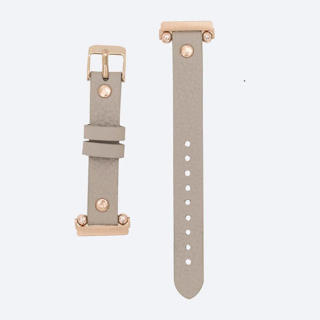 Elegant Preston Slim FitBit Leather Watch Strap in premium full-grain leather, featuring polished stainless-steel buckle and classic design.