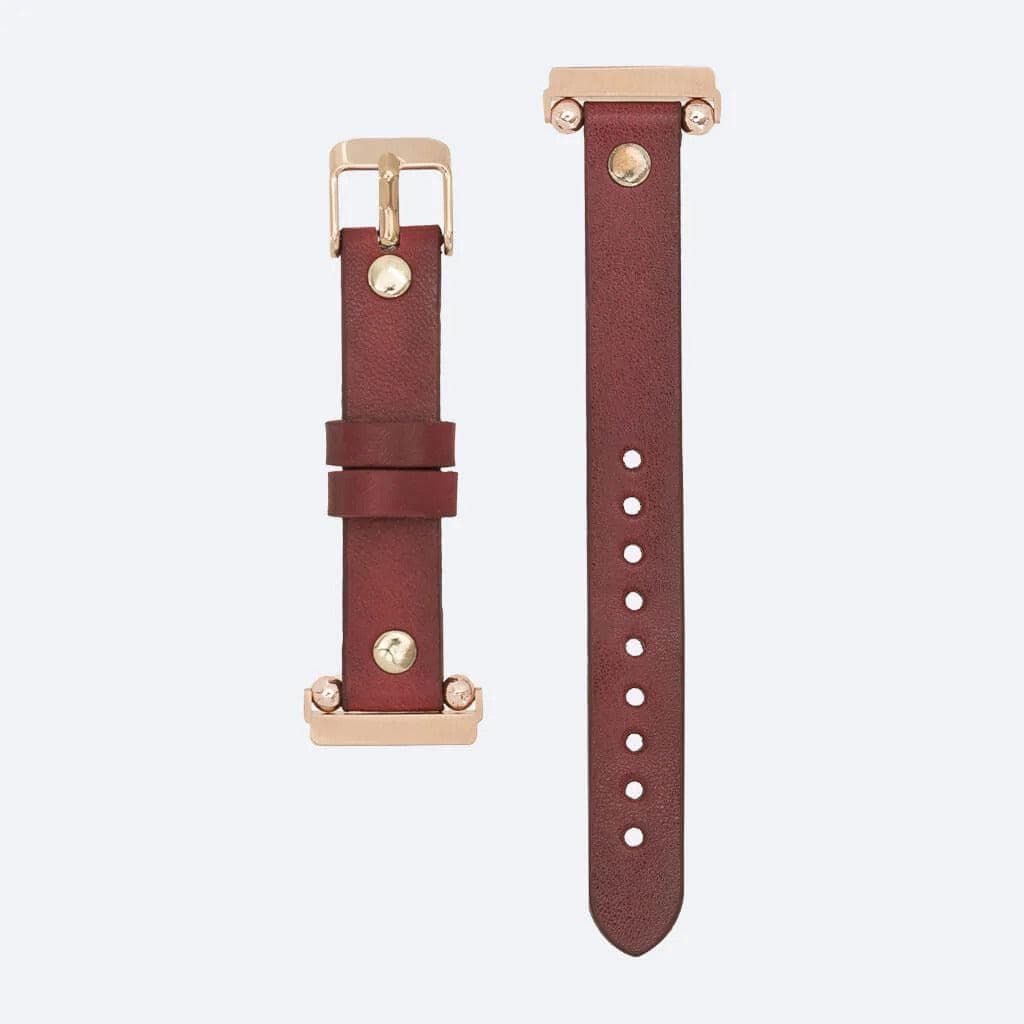 Elegant Preston Slim FitBit Leather Watch Strap in premium full-grain leather, featuring polished stainless-steel buckle and classic design.