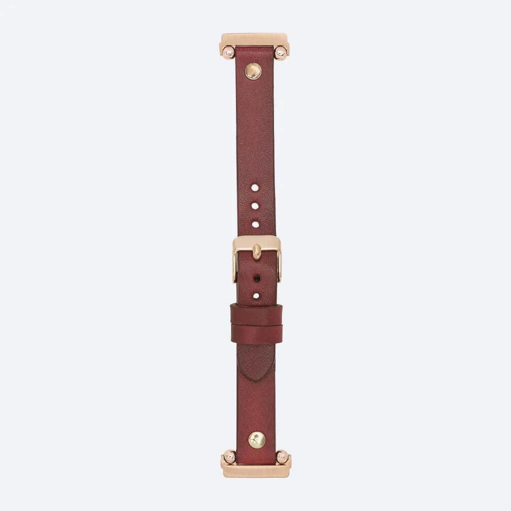 Elegant Preston Slim FitBit Leather Watch Strap in premium full-grain leather, featuring polished stainless-steel buckle and classic design.