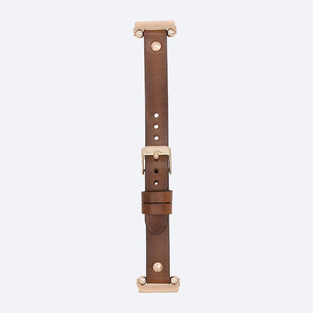 Elegant Preston Slim FitBit Leather Watch Strap in premium full-grain leather, featuring polished stainless-steel buckle and classic design.