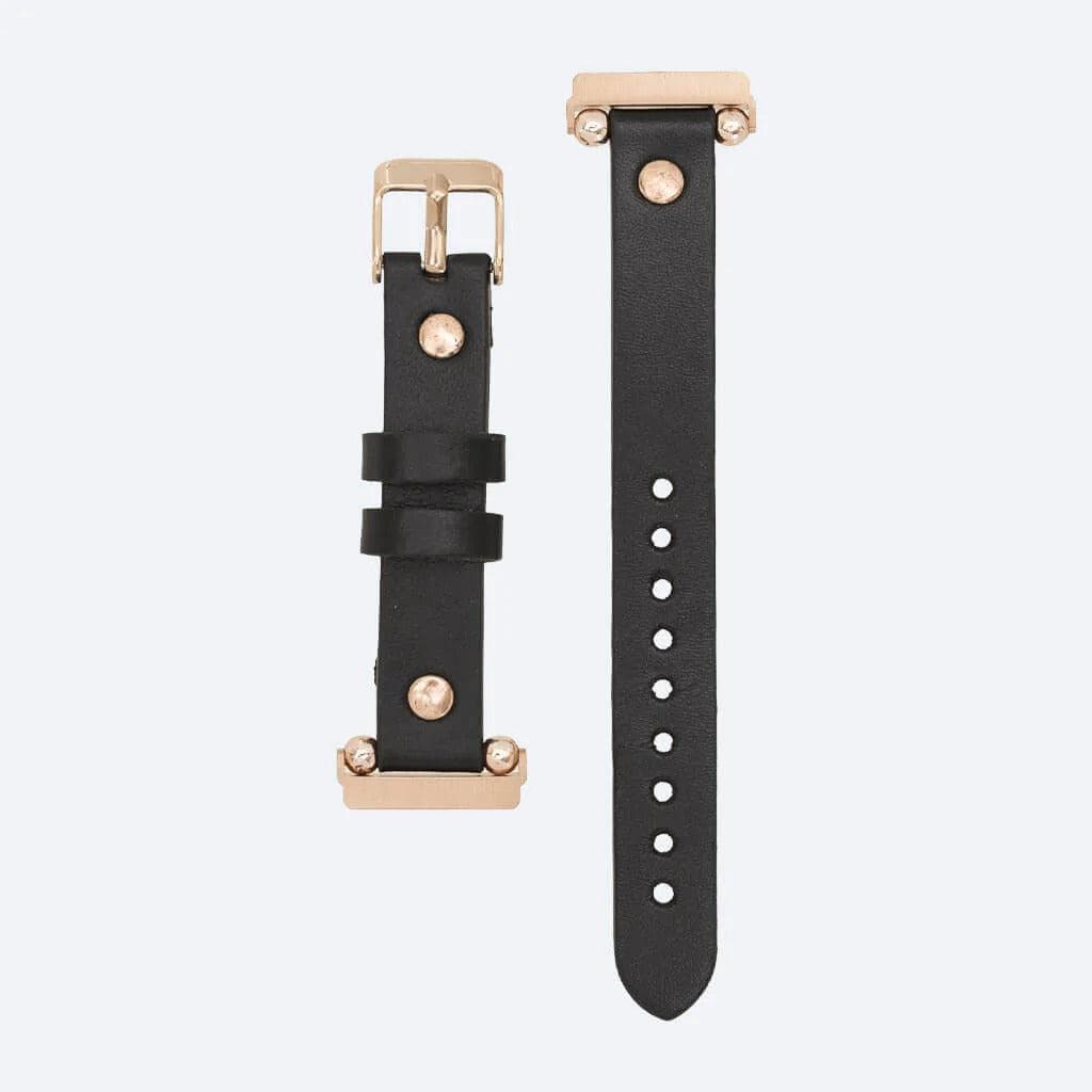 Elegant Preston Slim FitBit Leather Watch Strap in premium full-grain leather, featuring polished stainless-steel buckle and classic design.