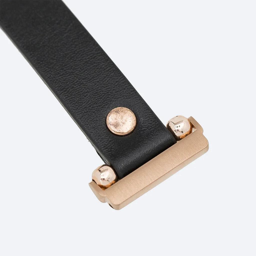 Elegant Preston Slim FitBit Leather Watch Strap in premium full-grain leather, featuring polished stainless-steel buckle and classic design.