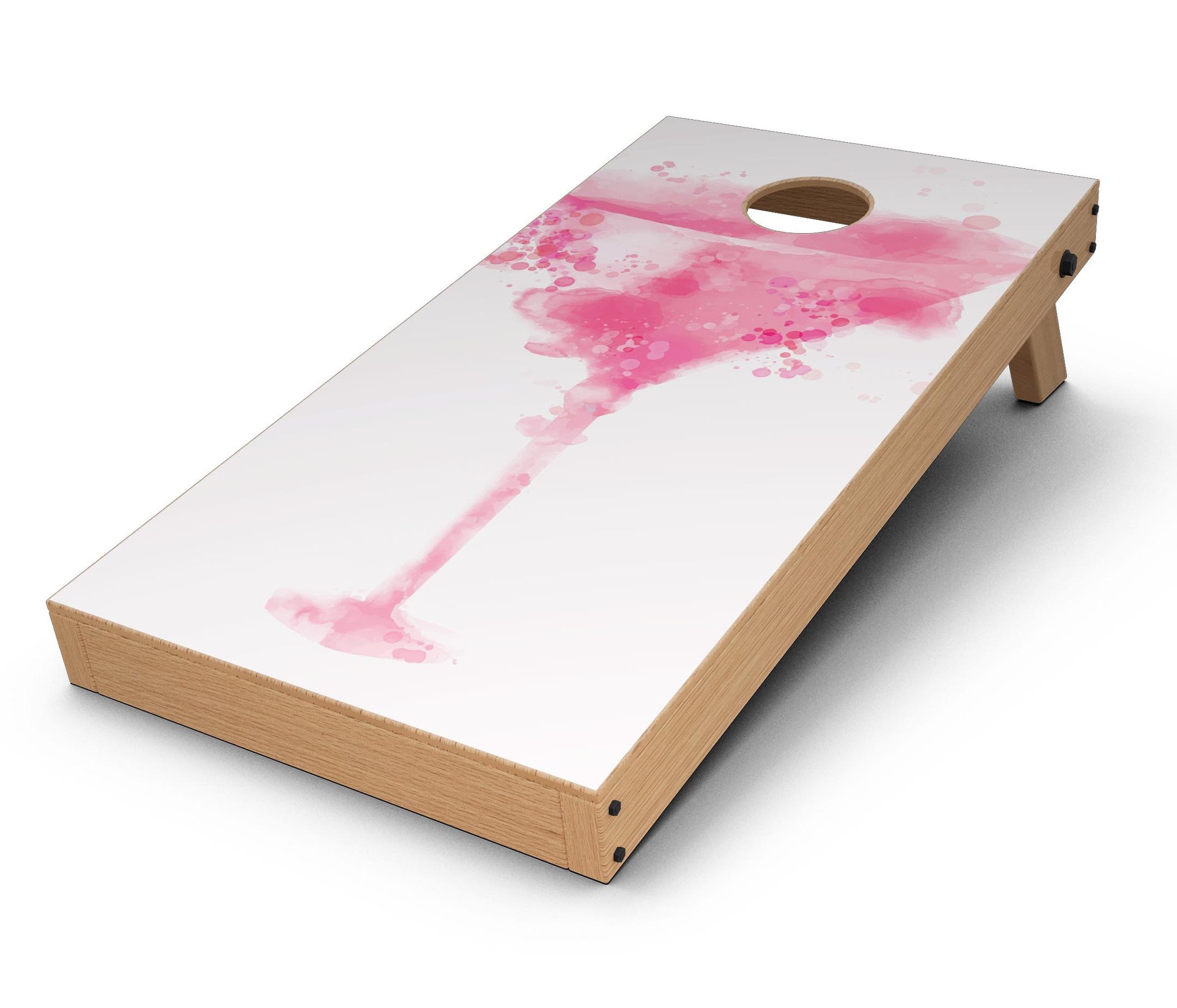 Pretty in Pink Martini CornHole Board Skin Decal Kit featuring vibrant pink design for stylish Cornhole boards.