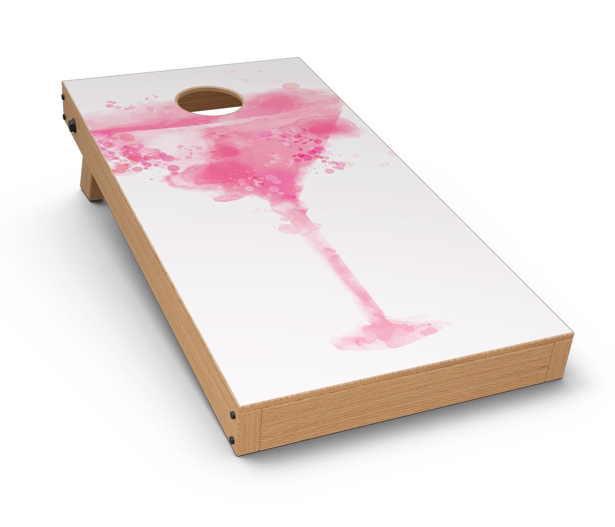 Pretty in Pink Martini CornHole Board Skin Decal Kit featuring vibrant pink design for stylish Cornhole boards.