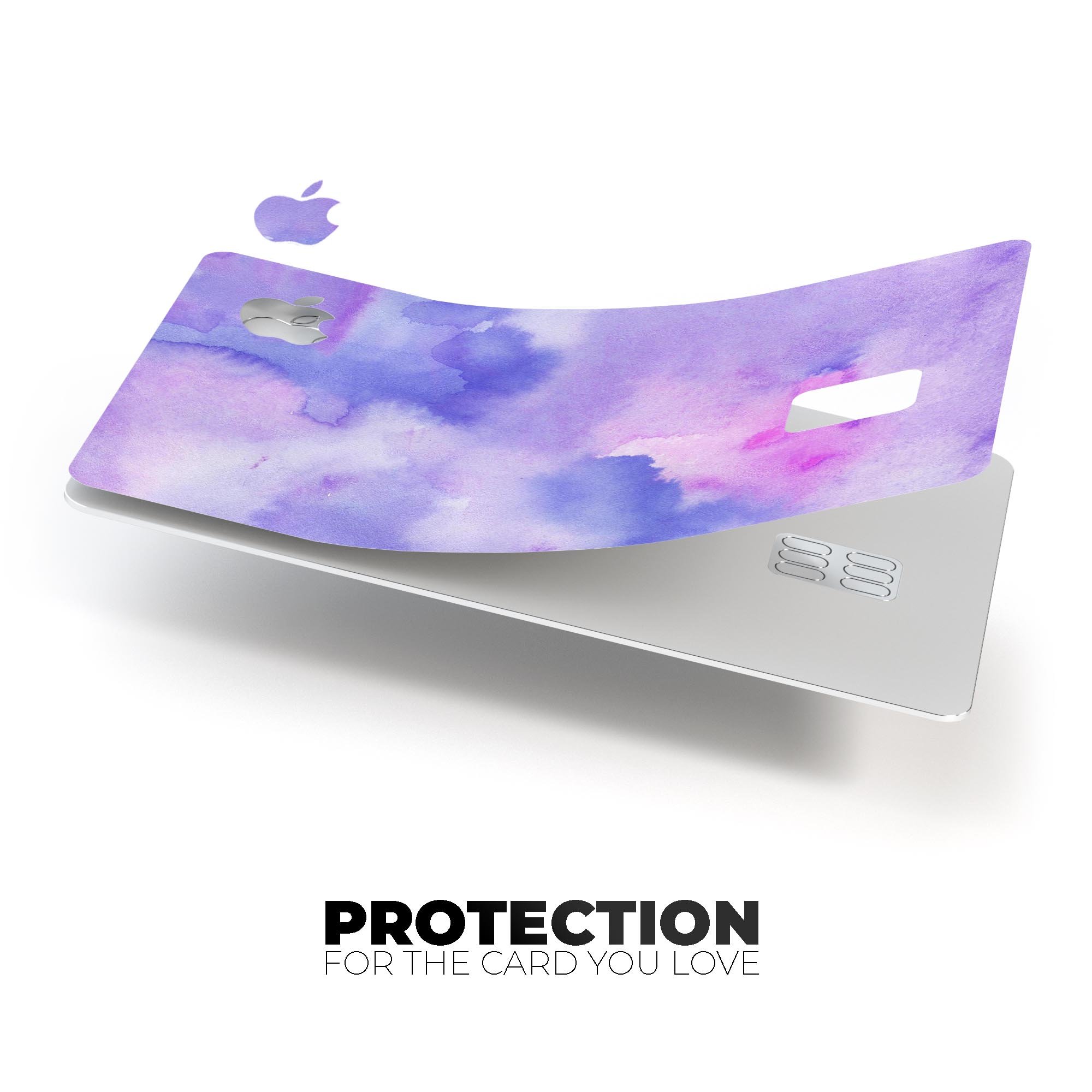 Punk Pink Absorbed Watercolor Texture decal on an Apple Card, showcasing vibrant colors and a protective design.