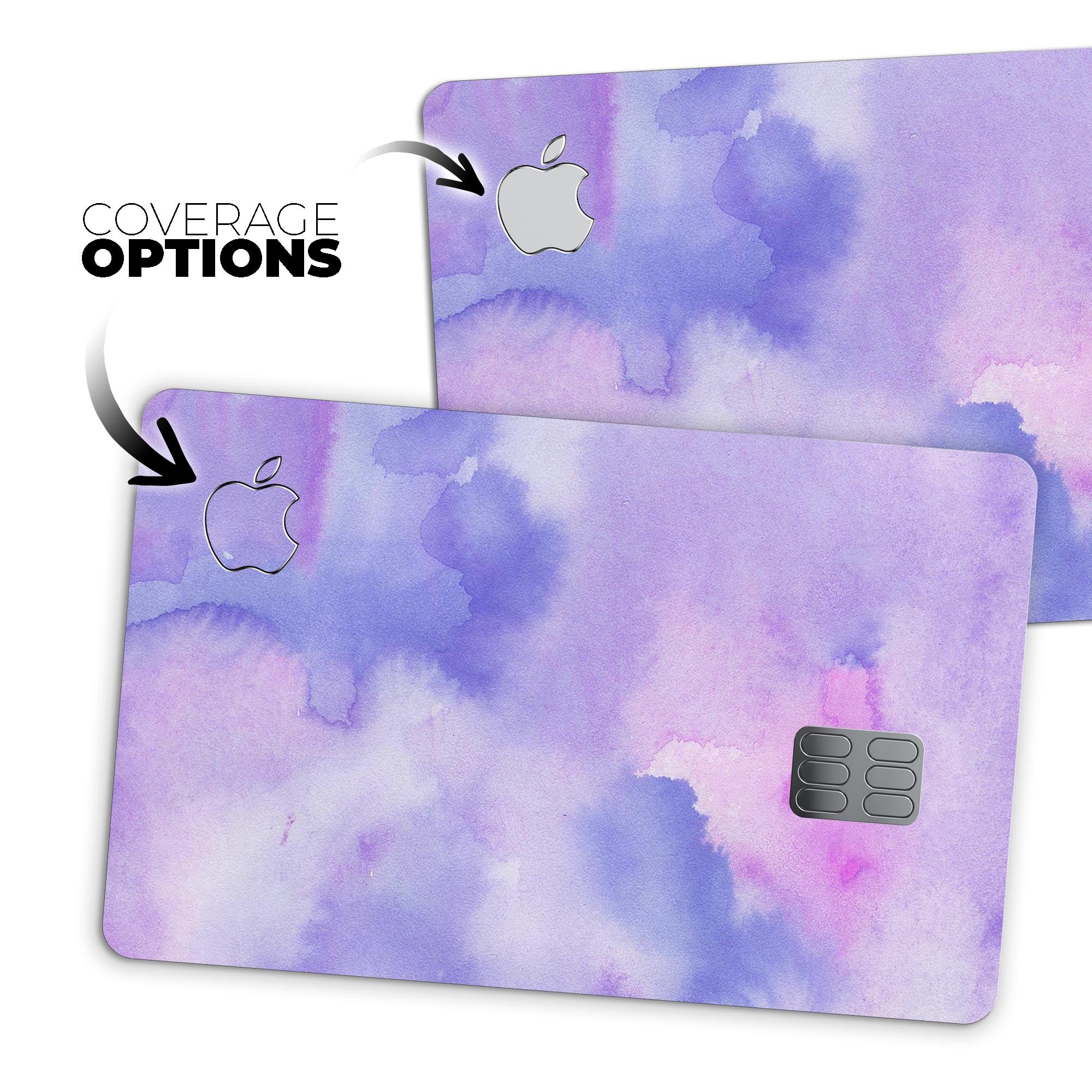 Punk Pink Absorbed Watercolor Texture decal on an Apple Card, showcasing vibrant colors and a protective design.