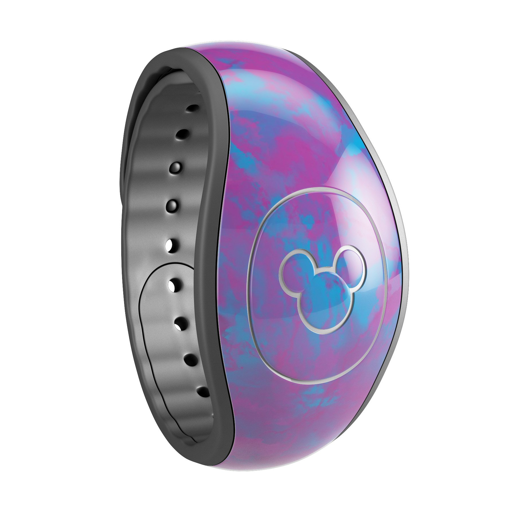 Purple and blue paintburst decal skin wrap kit for Disney Magic Band, showcasing vibrant colors and a stylish design.