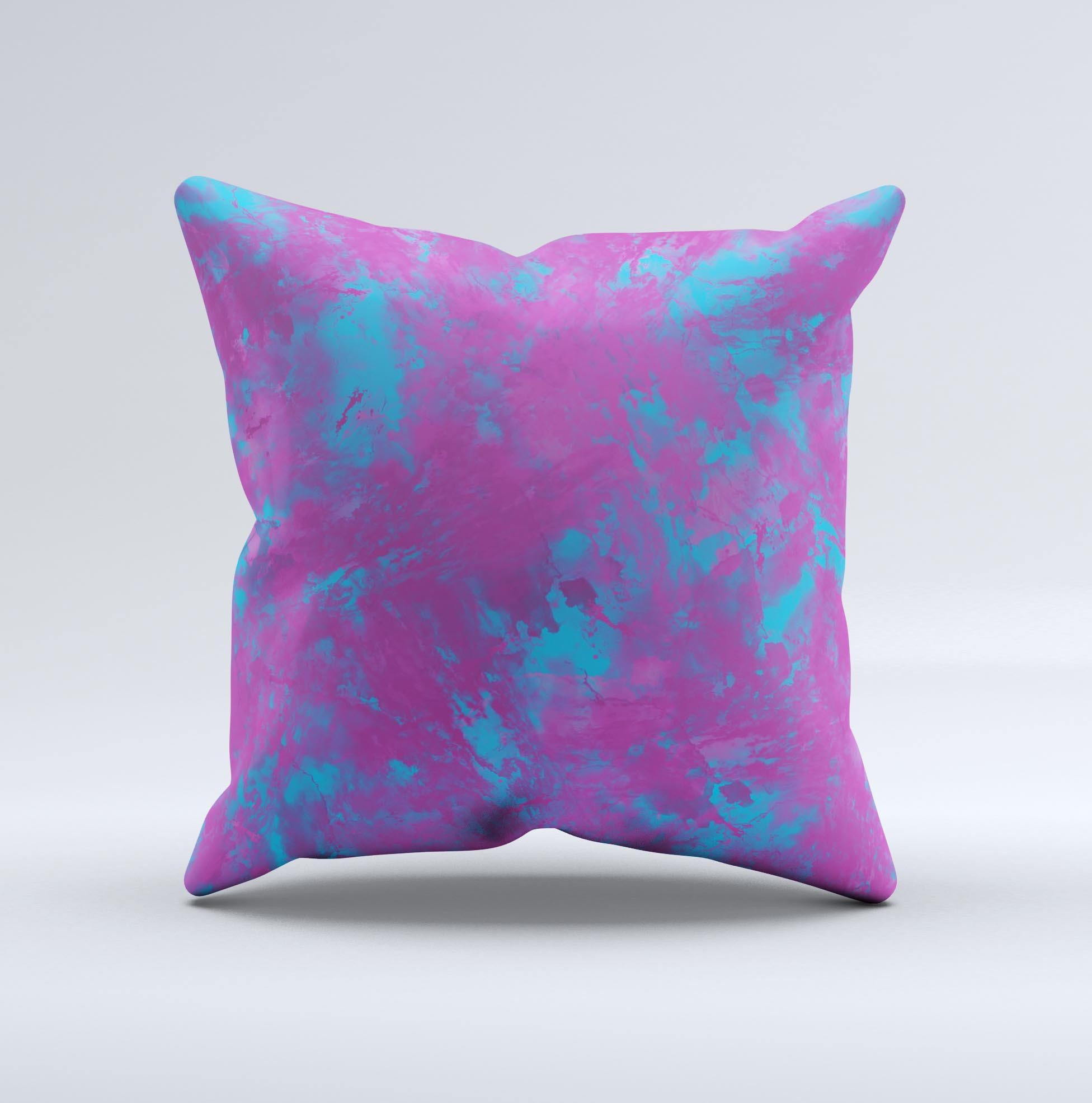 Purple and blue decorative throw pillow with a vibrant paintburst design, handcrafted in Virginia, showcasing unique artistic flair.