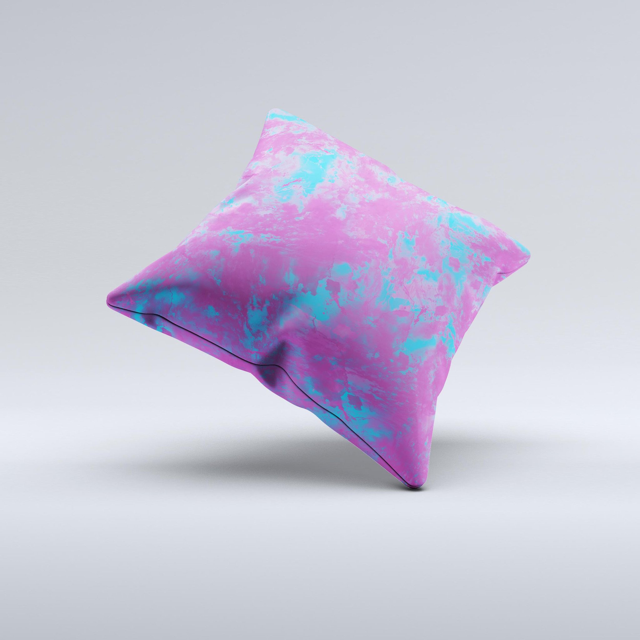 Purple and blue decorative throw pillow with a vibrant paintburst design, handcrafted in Virginia, showcasing unique artistic flair.