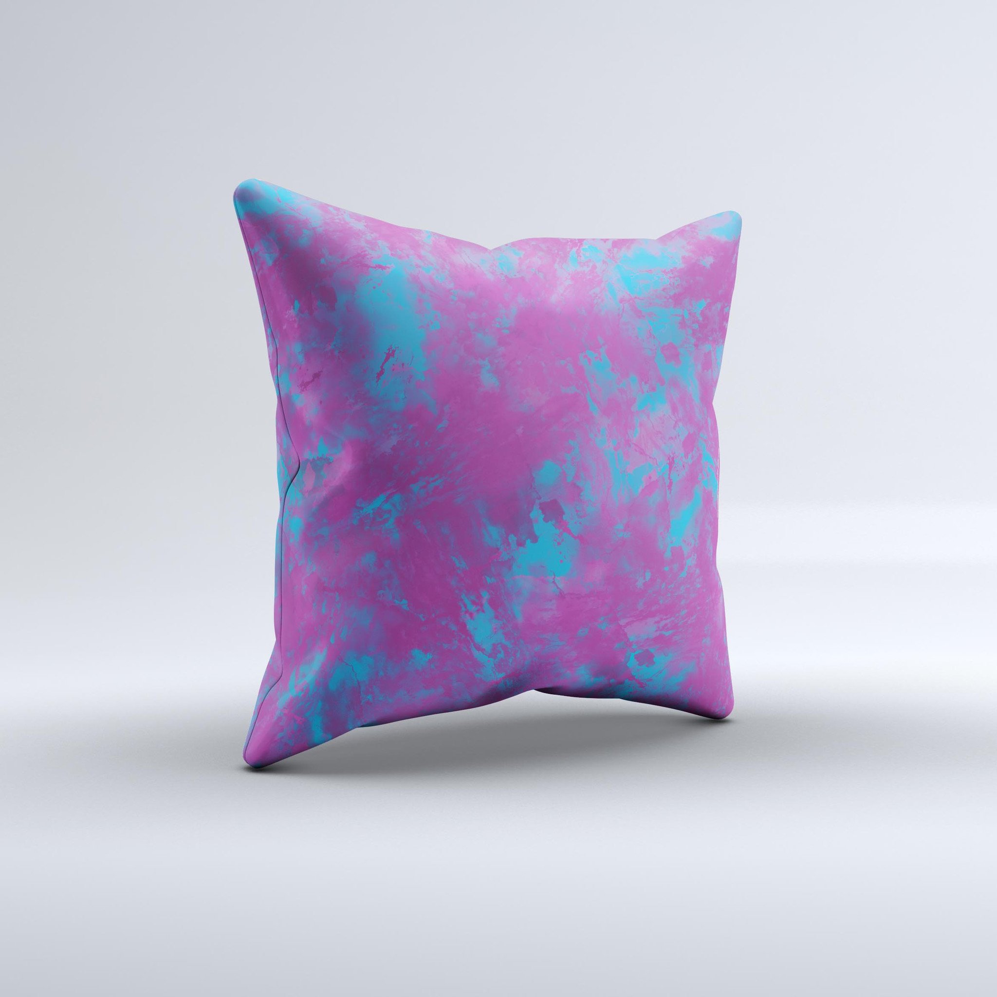 Purple and blue decorative throw pillow with a vibrant paintburst design, handcrafted in Virginia, showcasing unique artistic flair.