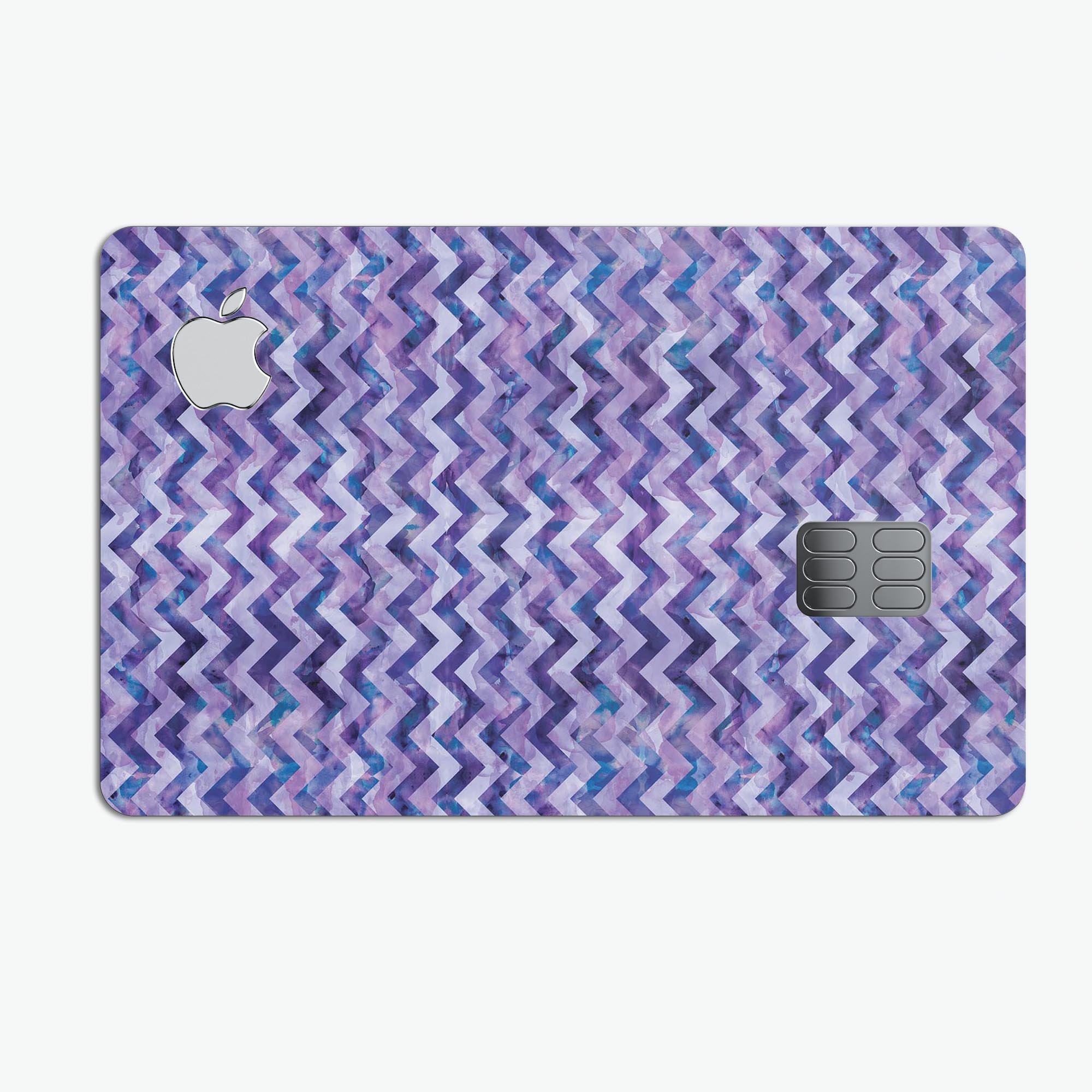 Purple Basic Watercolor Chevron Pattern decal for Apple Card, showcasing vibrant colors and a stylish design.