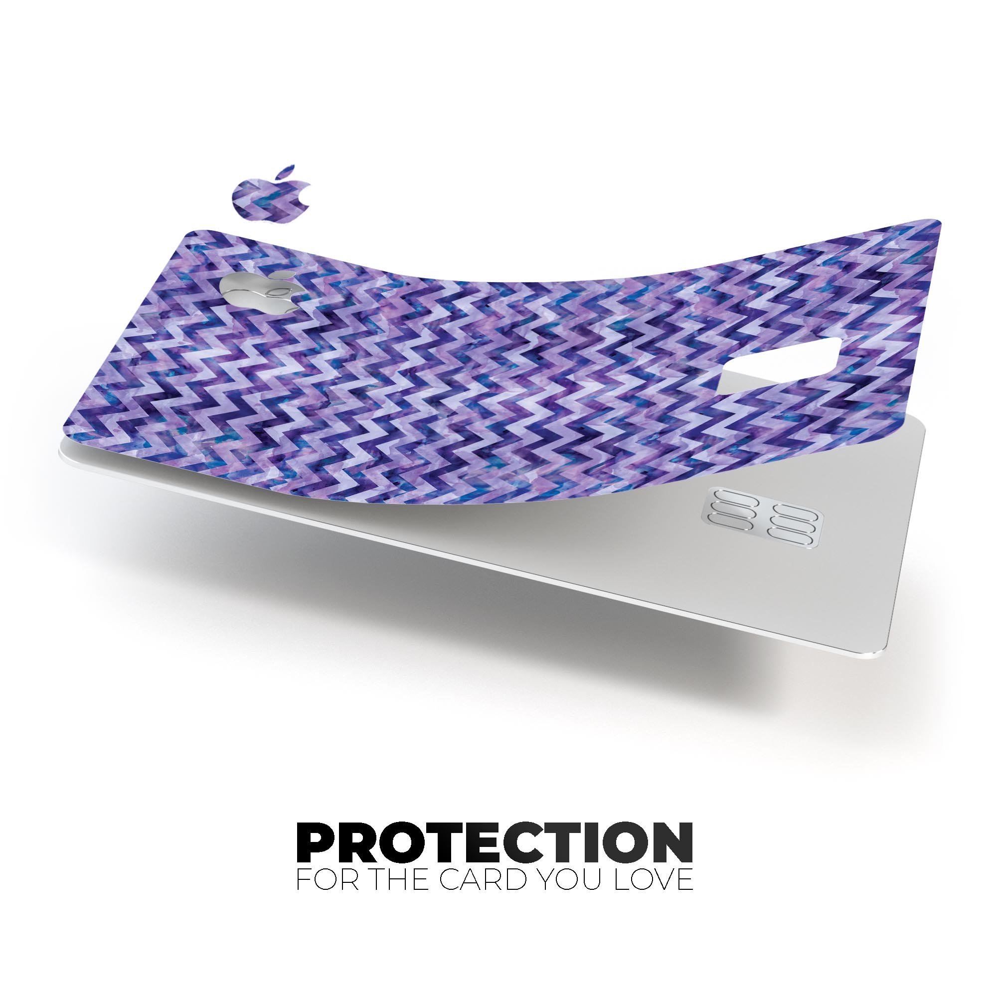 Purple Basic Watercolor Chevron Pattern decal for Apple Card, showcasing vibrant colors and a stylish design.