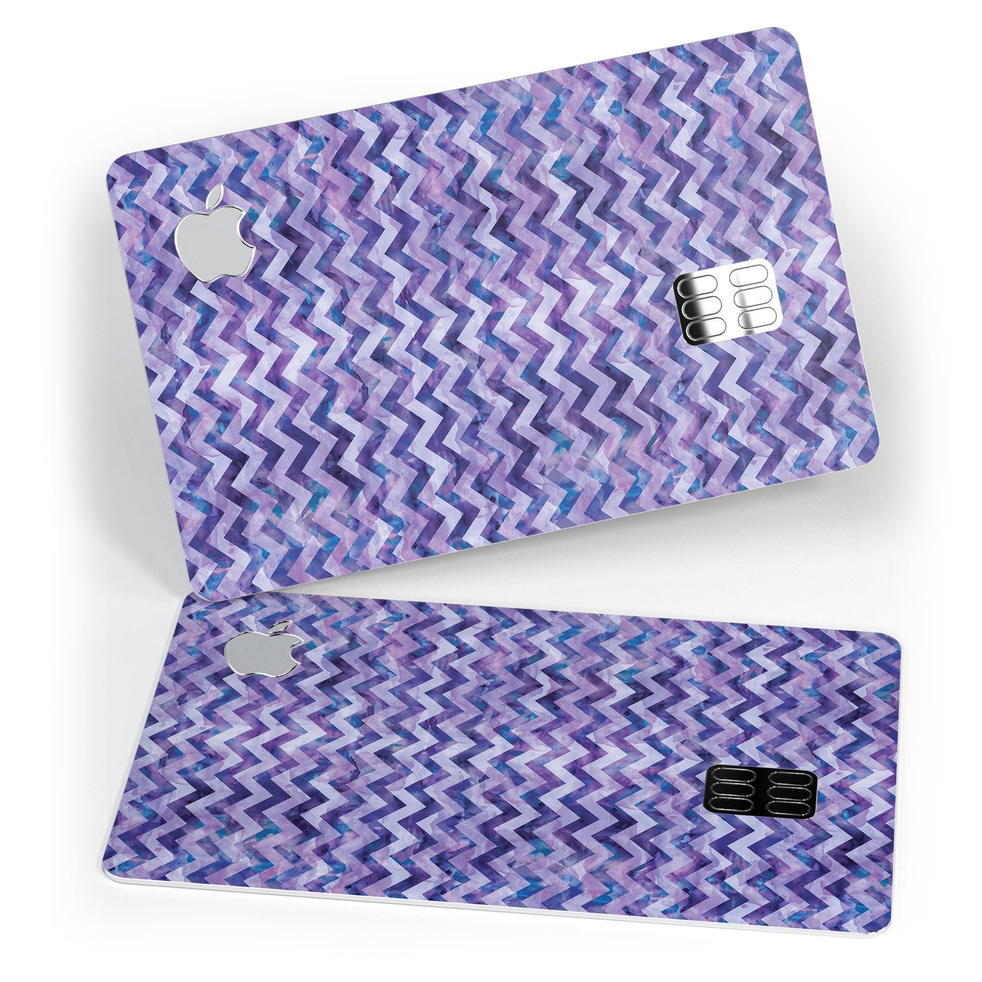 Purple Basic Watercolor Chevron Pattern decal for Apple Card, showcasing vibrant colors and a stylish design.