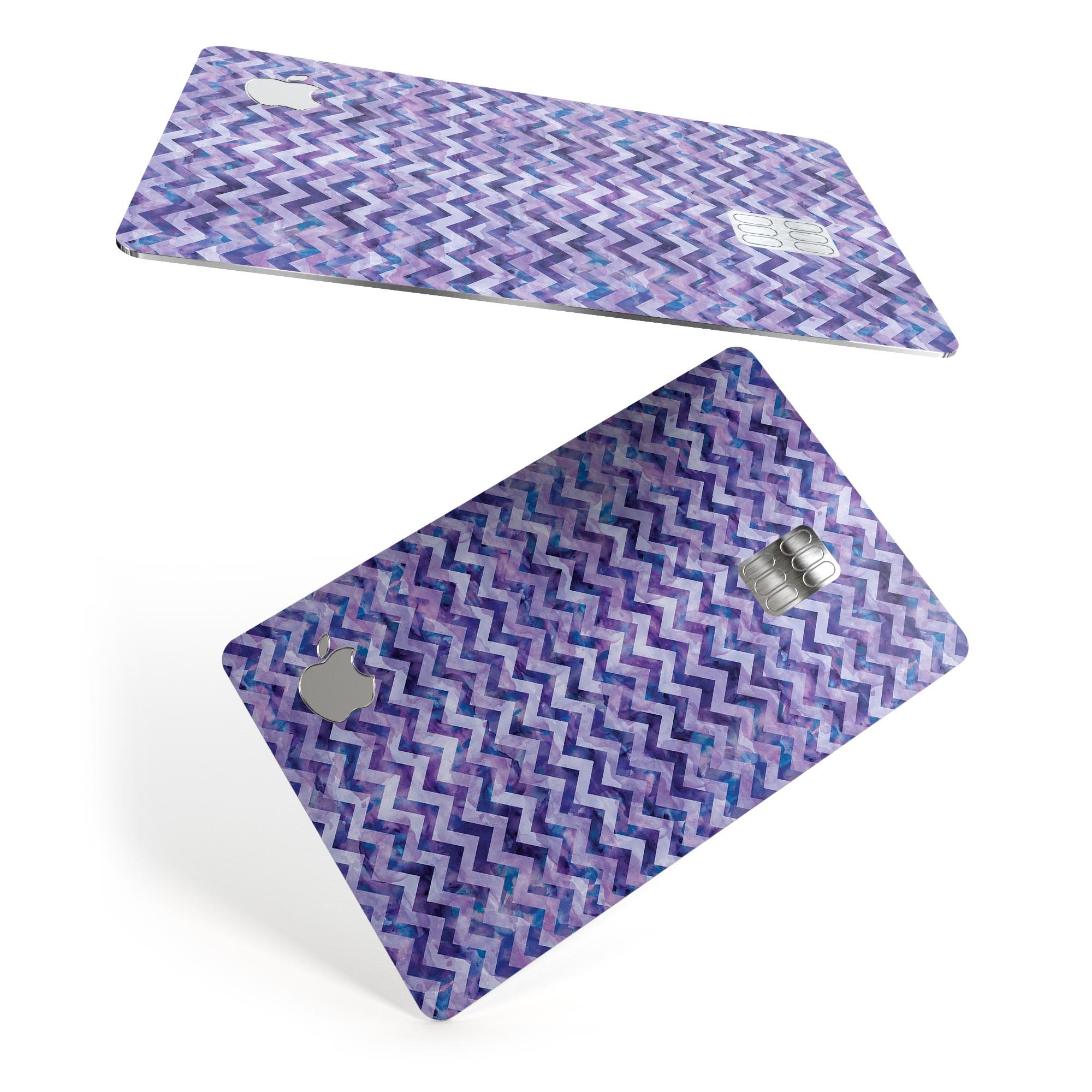 Purple Basic Watercolor Chevron Pattern decal for Apple Card, showcasing vibrant colors and a stylish design.