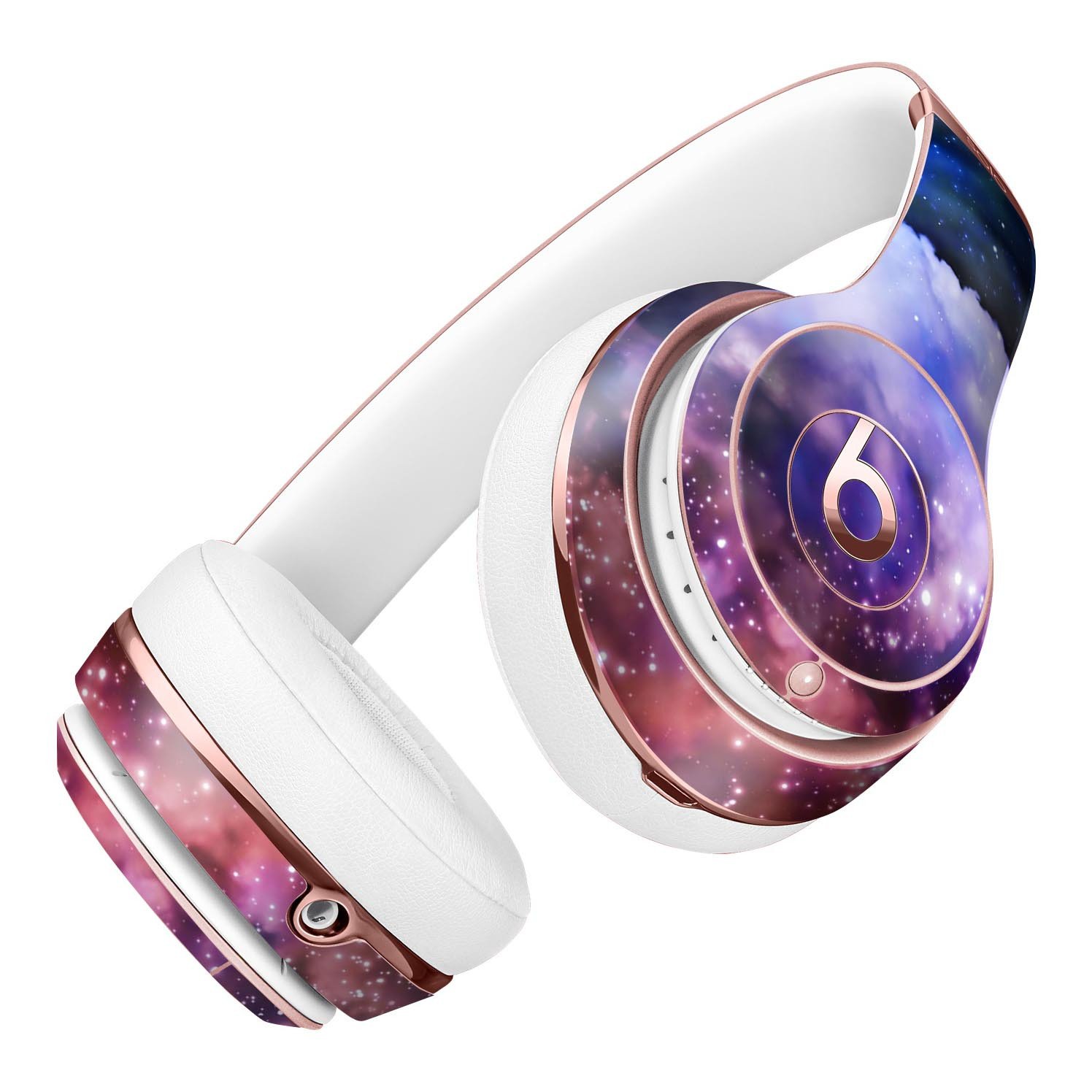 Purple Blue and Pink Cloud Galaxy Full-Body Skin Kit for Beats by Dre Solo 3 Wireless Headphones, showcasing vibrant colors and design.