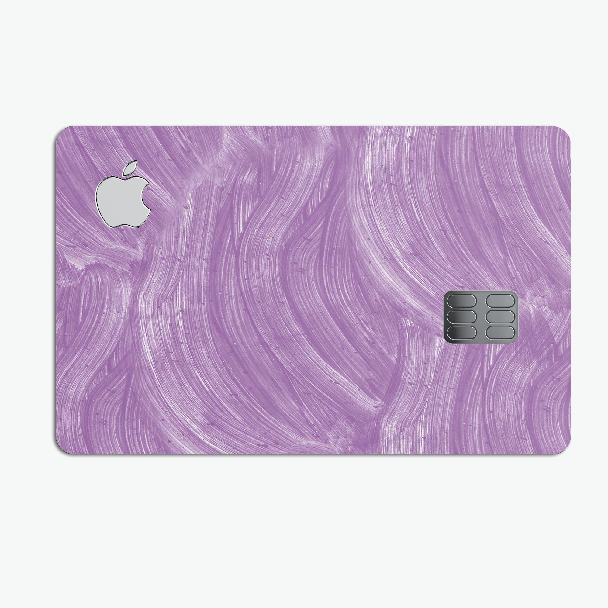 Purple Brush Strokes decal skin-kit for Apple Card, showcasing vibrant colors and premium vinyl material.