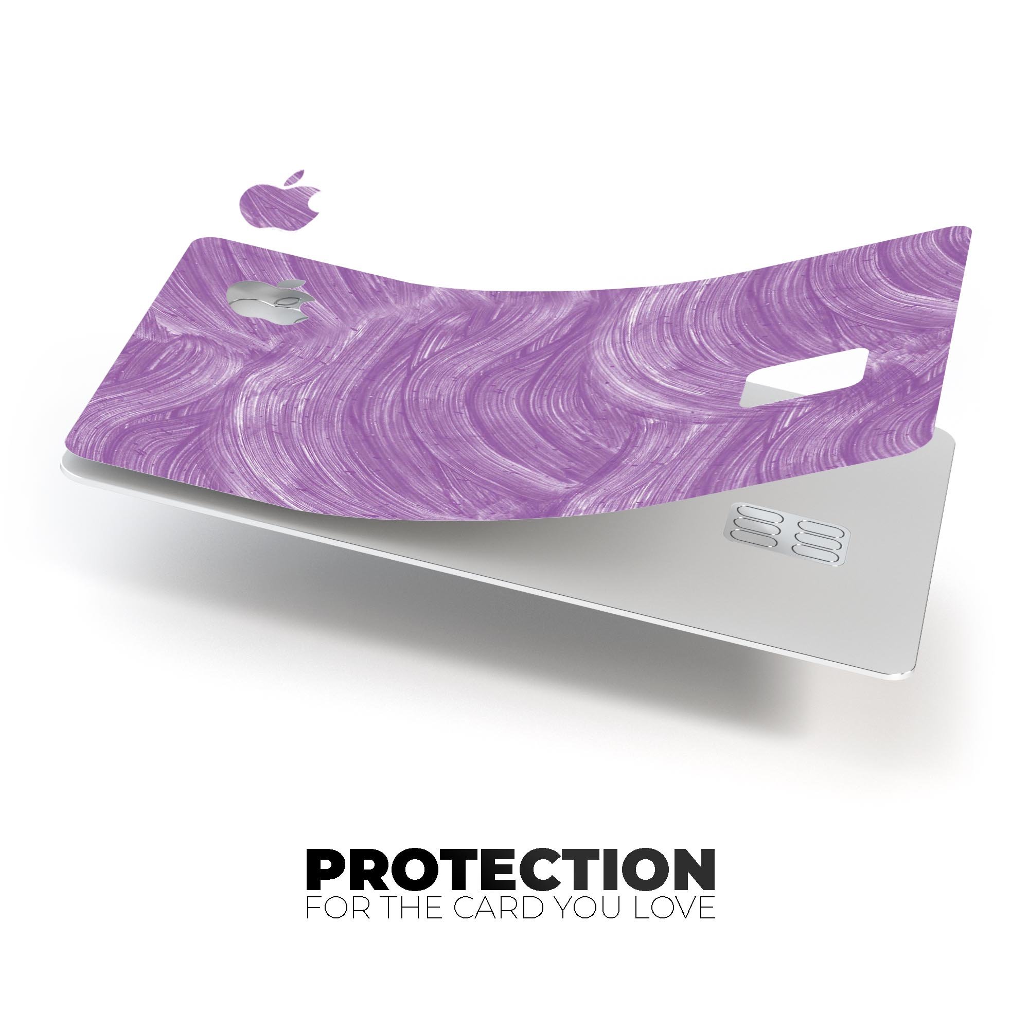 Purple Brush Strokes decal skin-kit for Apple Card, showcasing vibrant colors and premium vinyl material.