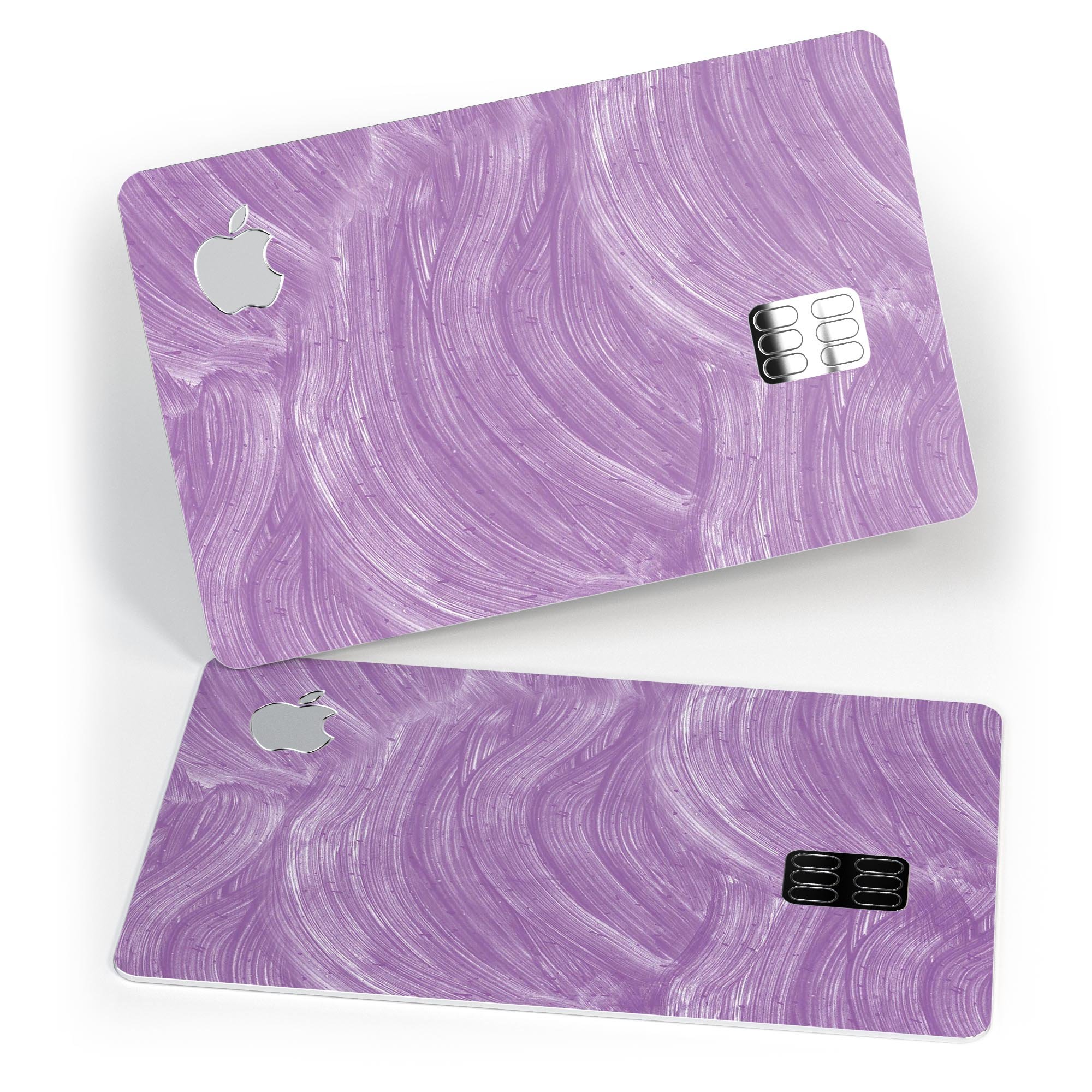 Purple Brush Strokes decal skin-kit for Apple Card, showcasing vibrant colors and premium vinyl material.