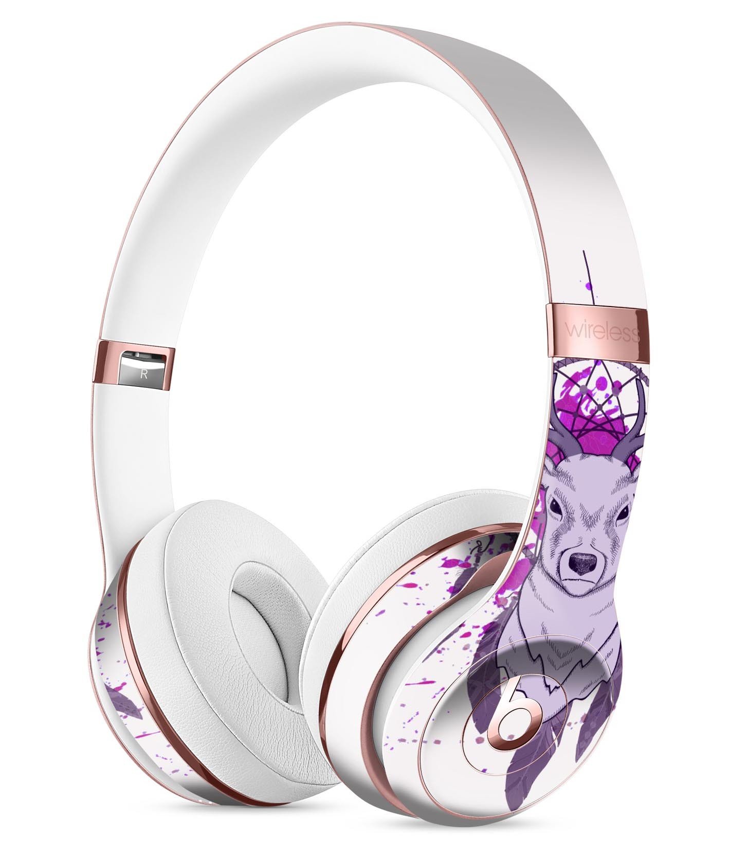 Purple Deer Runner DreamCatcher Full-Body Skin Kit for Beats by Dre Solo 3 Wireless Headphones, showcasing vibrant design and premium vinyl material.