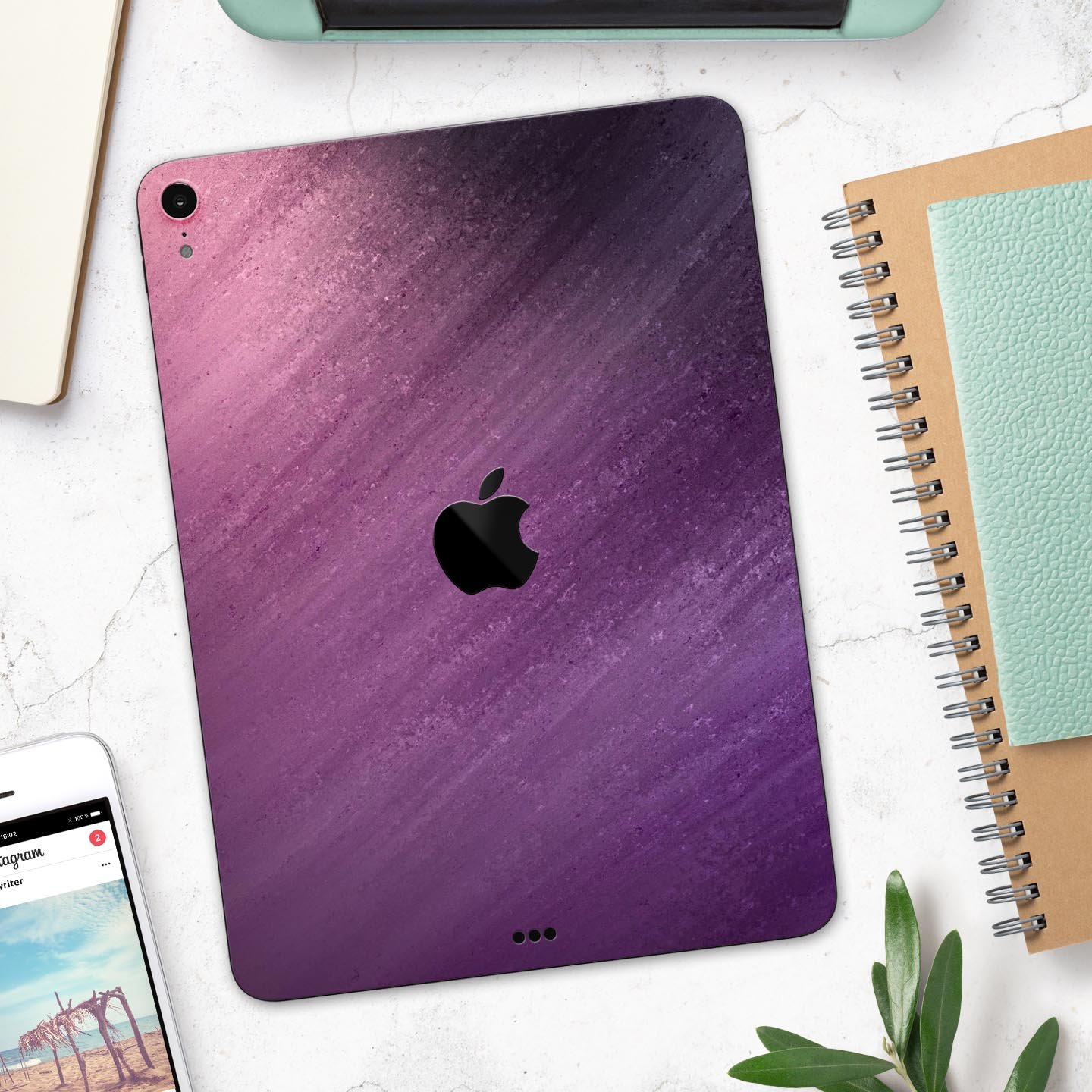 Purple Dust full body skin decal for Apple iPad Pro 12.9" and 11", showcasing vibrant purple design and premium 3M material.