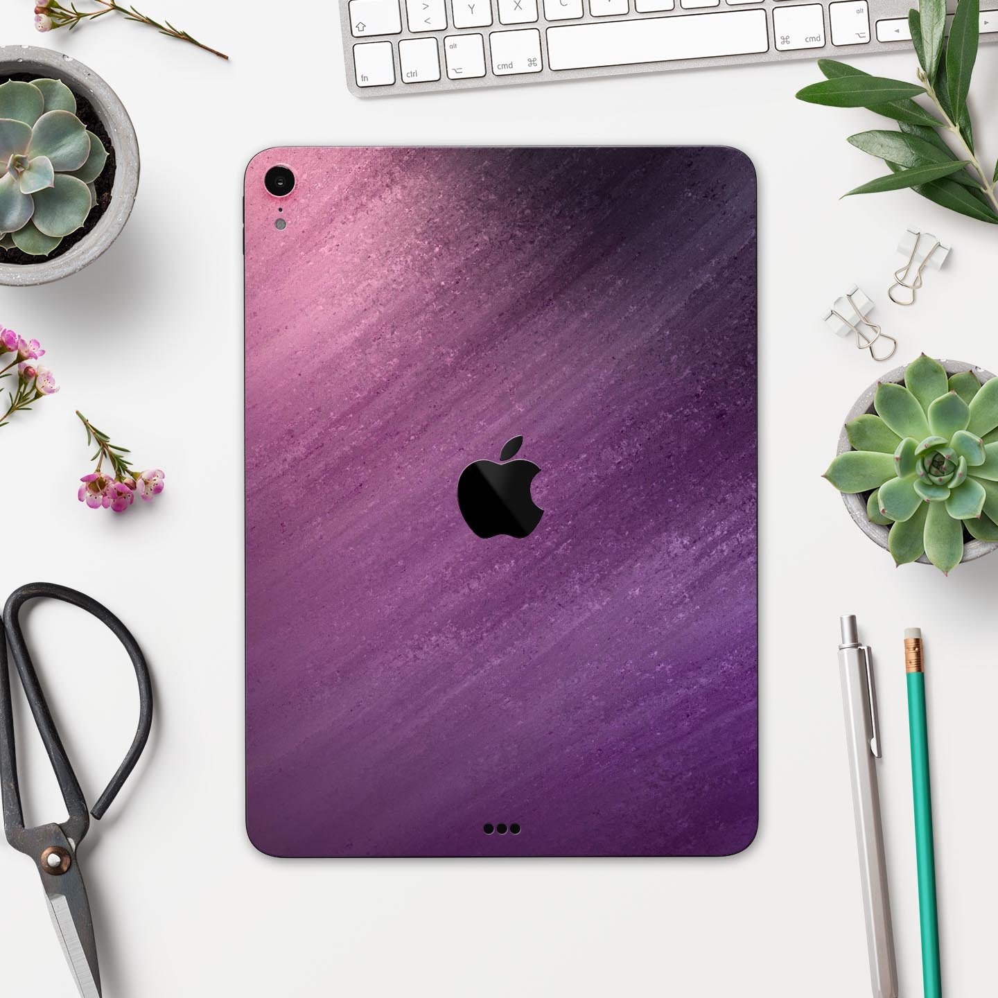 Purple Dust full body skin decal for Apple iPad Pro 12.9" and 11", showcasing vibrant purple design and premium 3M material.