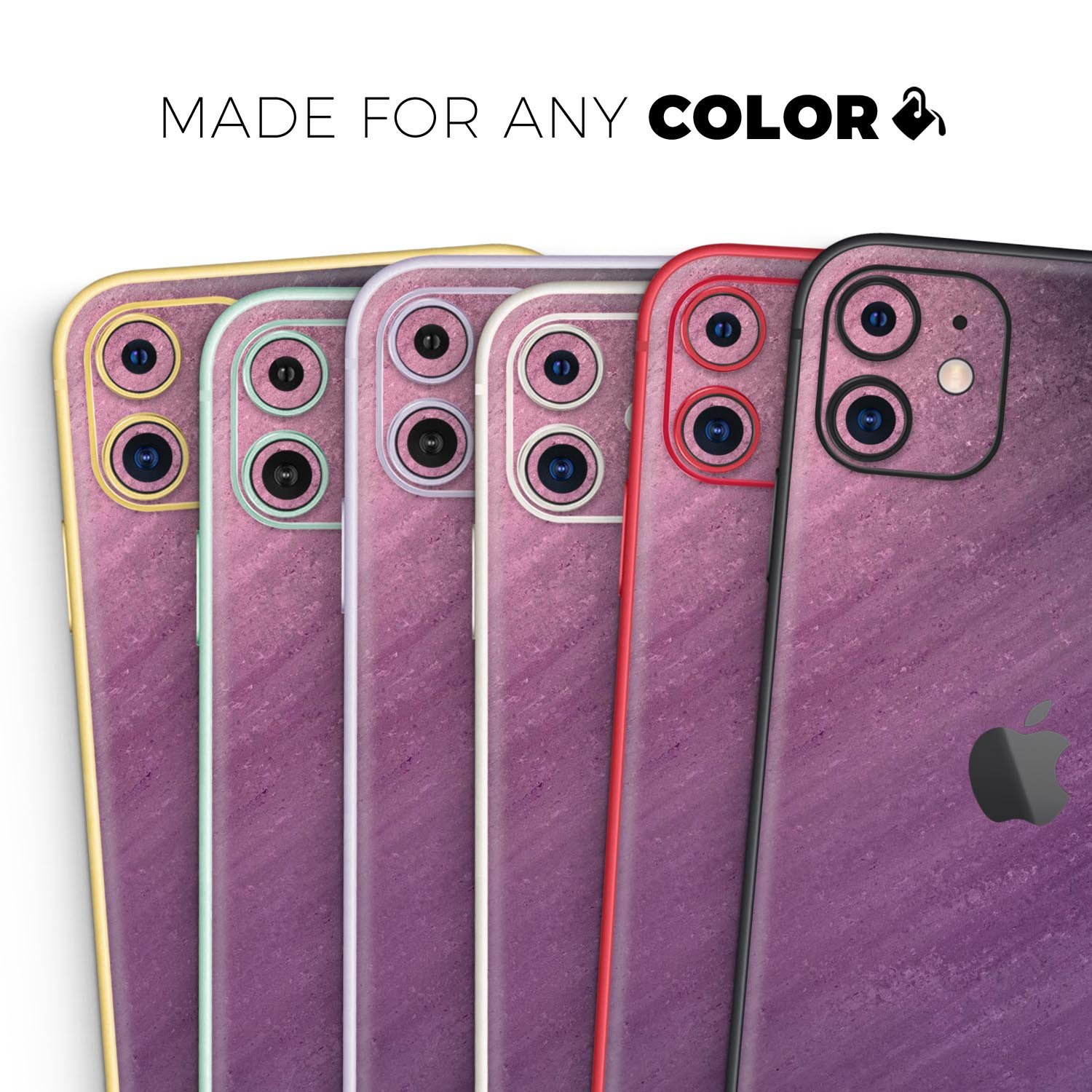 Purple Dust Skin-Kit for Apple iPhone 14, 13, 12, showcasing its vibrant color and sleek design.