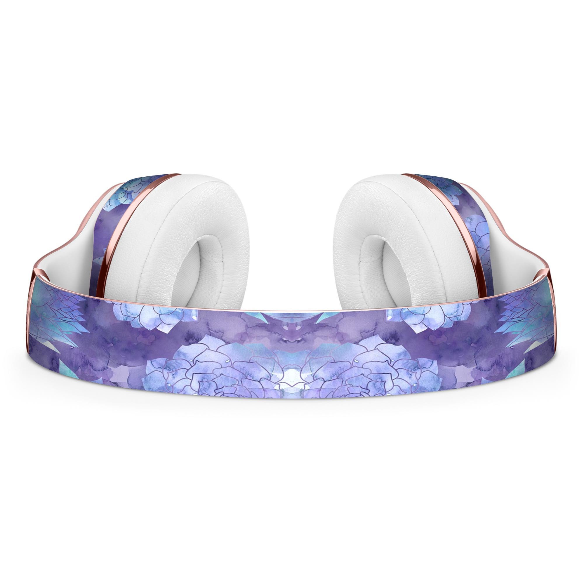 Purple Floral Succulents Skin Kit for Beats by Dre Solo 3 Wireless Headphones, showcasing vibrant floral design and premium vinyl material.