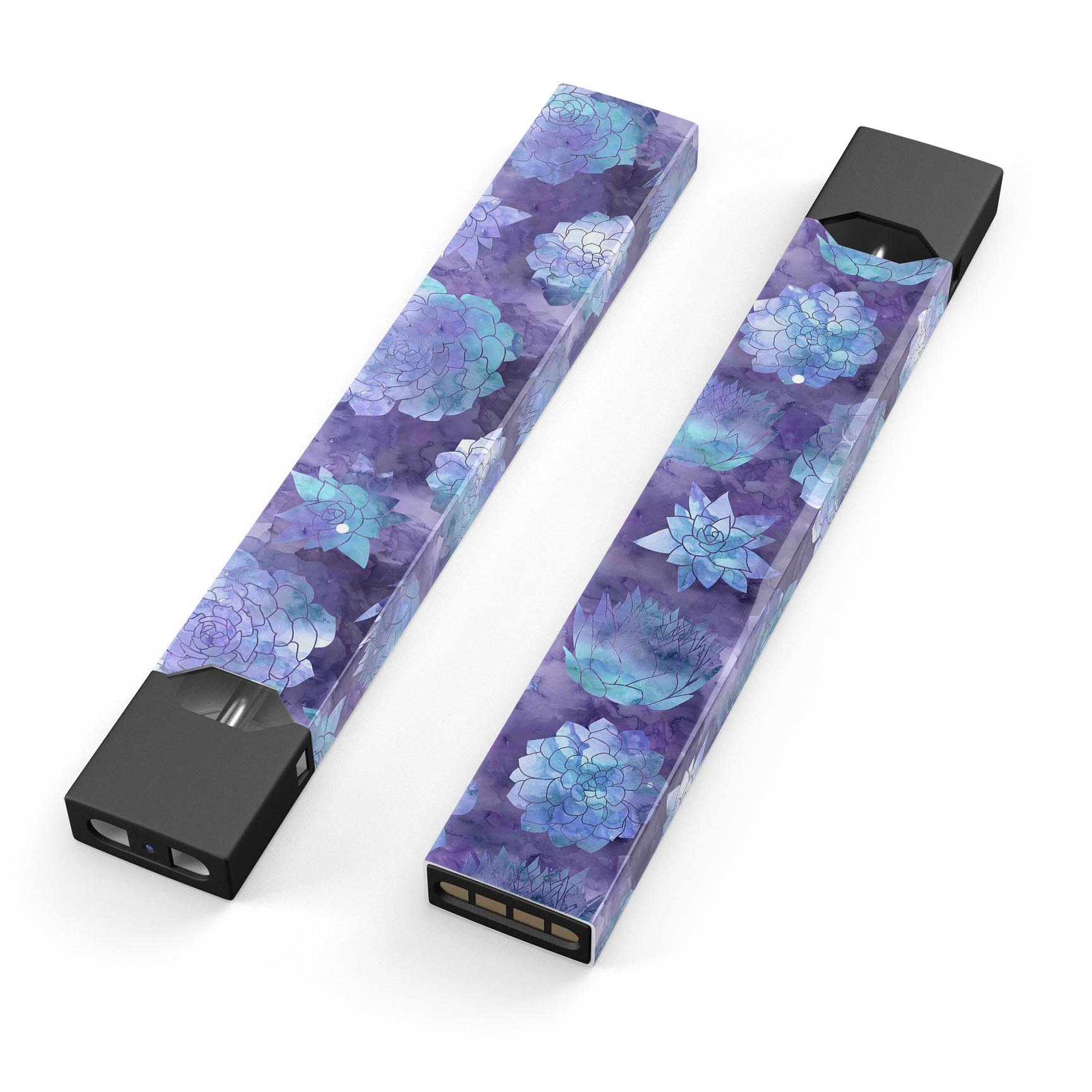 Purple Floral Succulents decal skin wrap for JUUL vaping device, showcasing vibrant floral design and protective features.