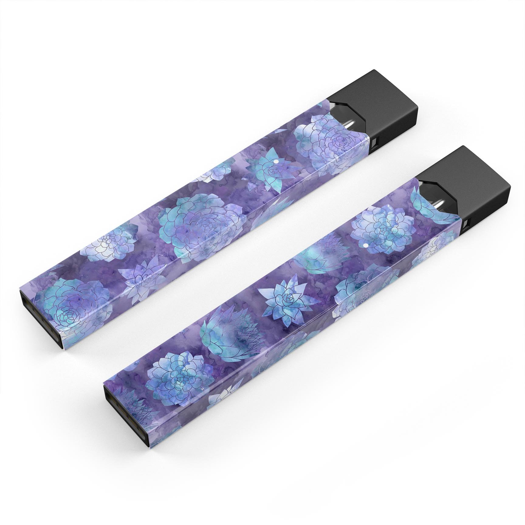 Purple Floral Succulents decal skin wrap for JUUL vaping device, showcasing vibrant floral design and protective features.