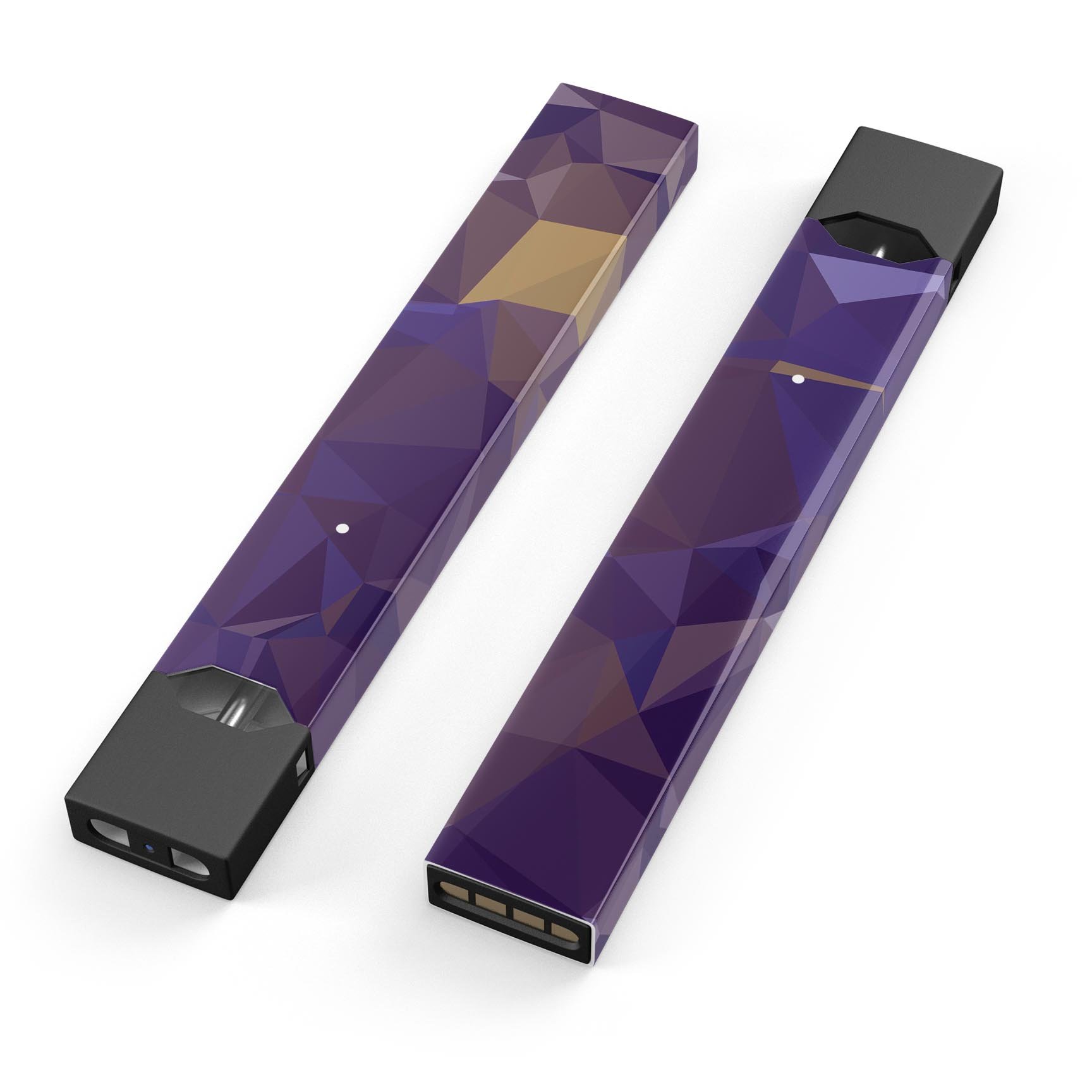 Purple Geometric V12 skin-wrap sticker designed for JUUL vaping device, showcasing a vibrant geometric pattern.