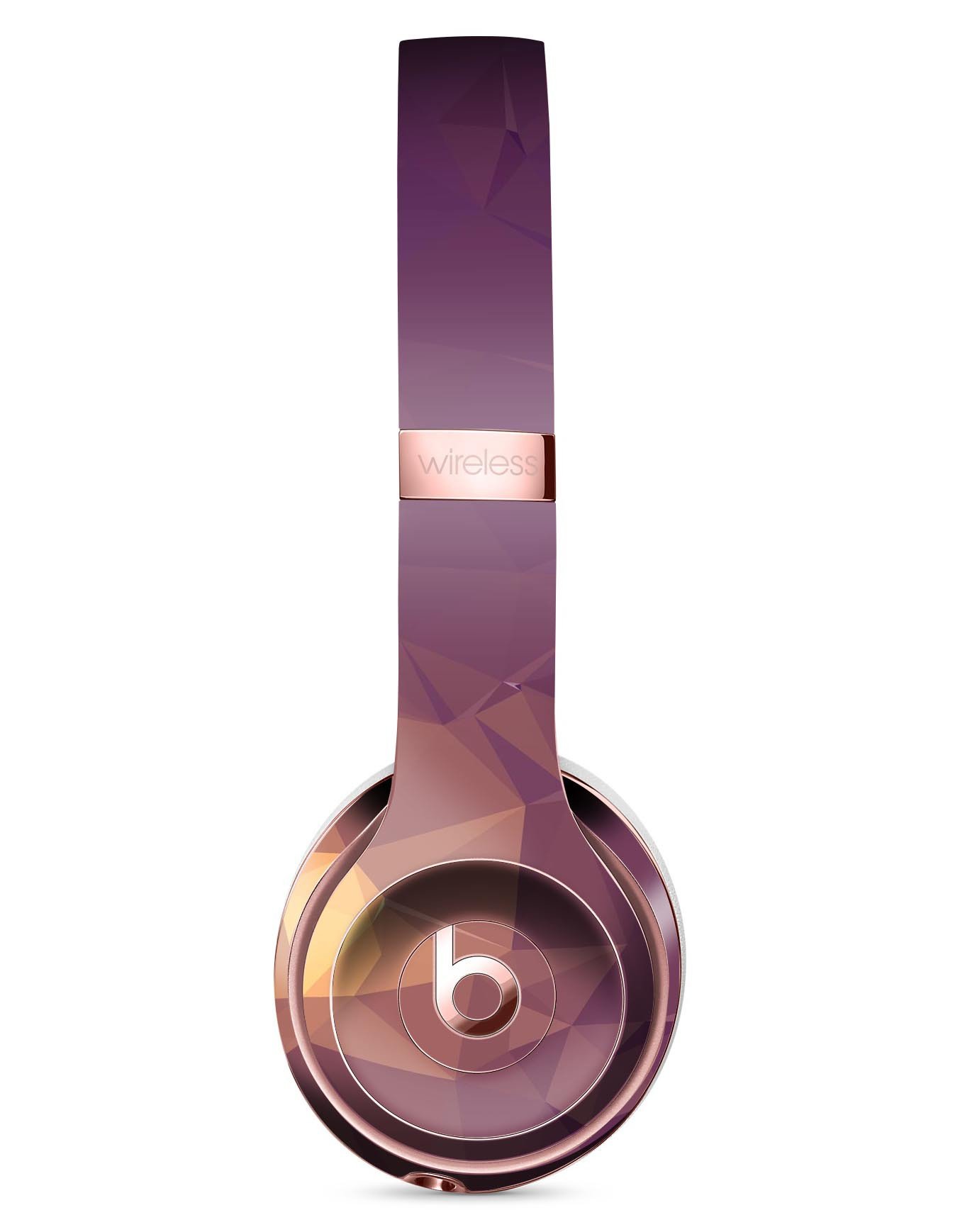 Purple Geometric V18 Full-Body Skin Kit for Beats by Dre Solo 3, showcasing a vibrant geometric design that fits snugly on the headphones.