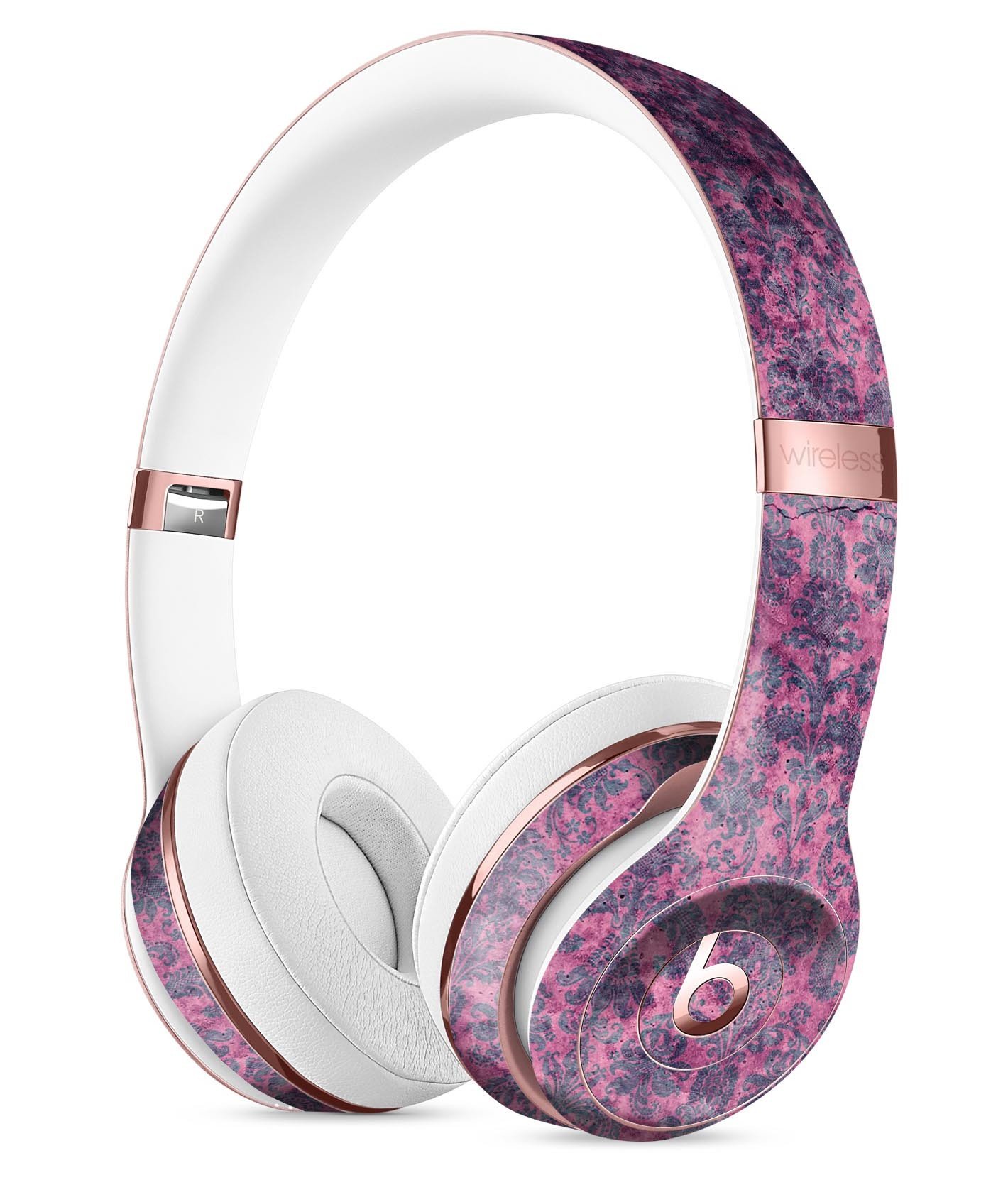 Purple Grungy Royal Pattern Full-Body Skin Kit for Beats by Dre Solo 3 Wireless Headphones, showcasing vibrant colors and intricate design.