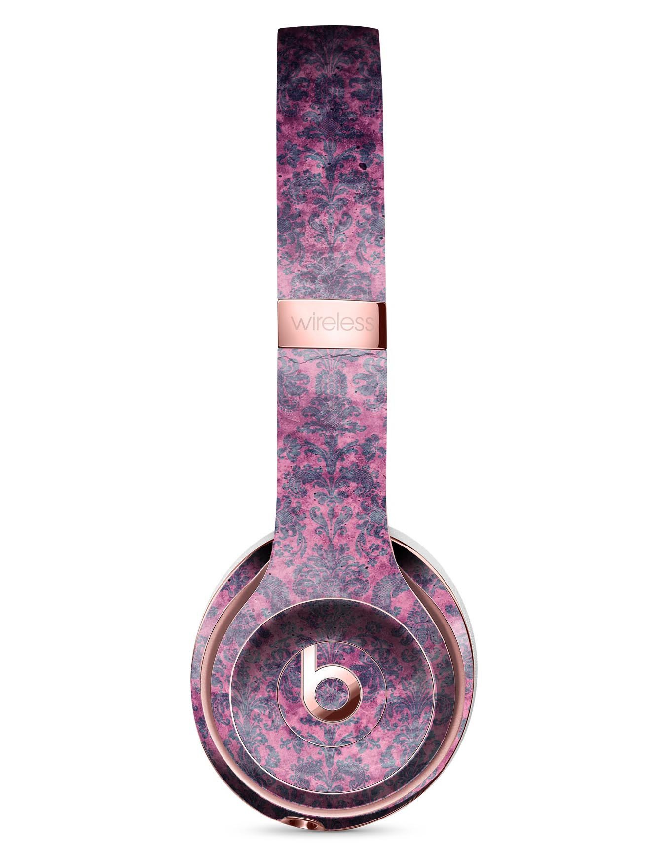 Purple Grungy Royal Pattern Full-Body Skin Kit for Beats by Dre Solo 3 Wireless Headphones, showcasing vibrant colors and intricate design.