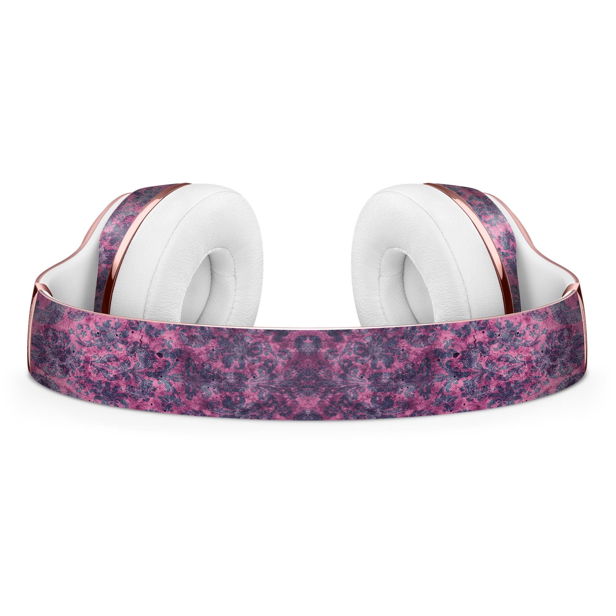 Purple Grungy Royal Pattern Full-Body Skin Kit for Beats by Dre Solo 3 Wireless Headphones, showcasing vibrant colors and intricate design.