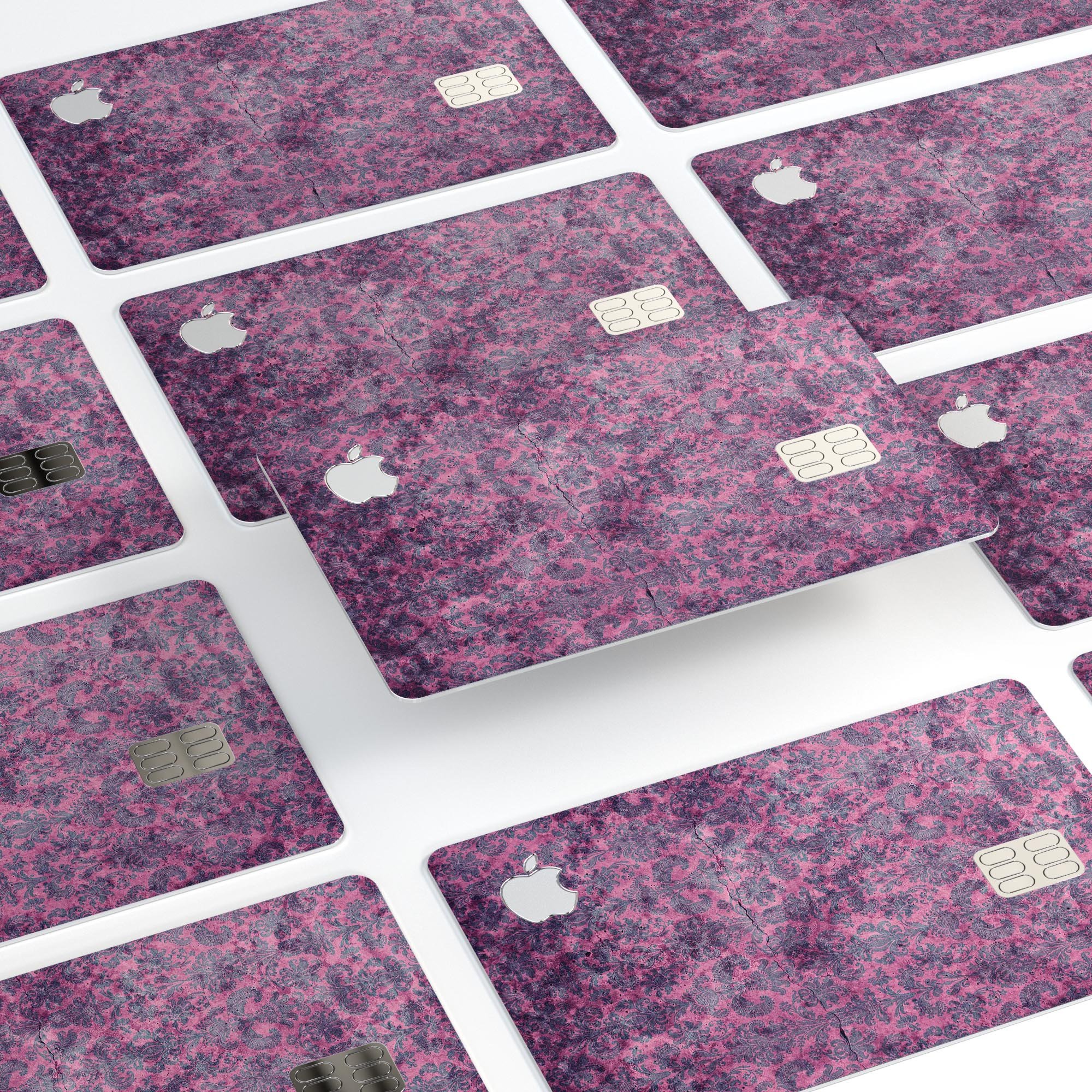 Purple Grungy Royal Pattern decal skin for Apple Card, showcasing its vibrant design and protective features.