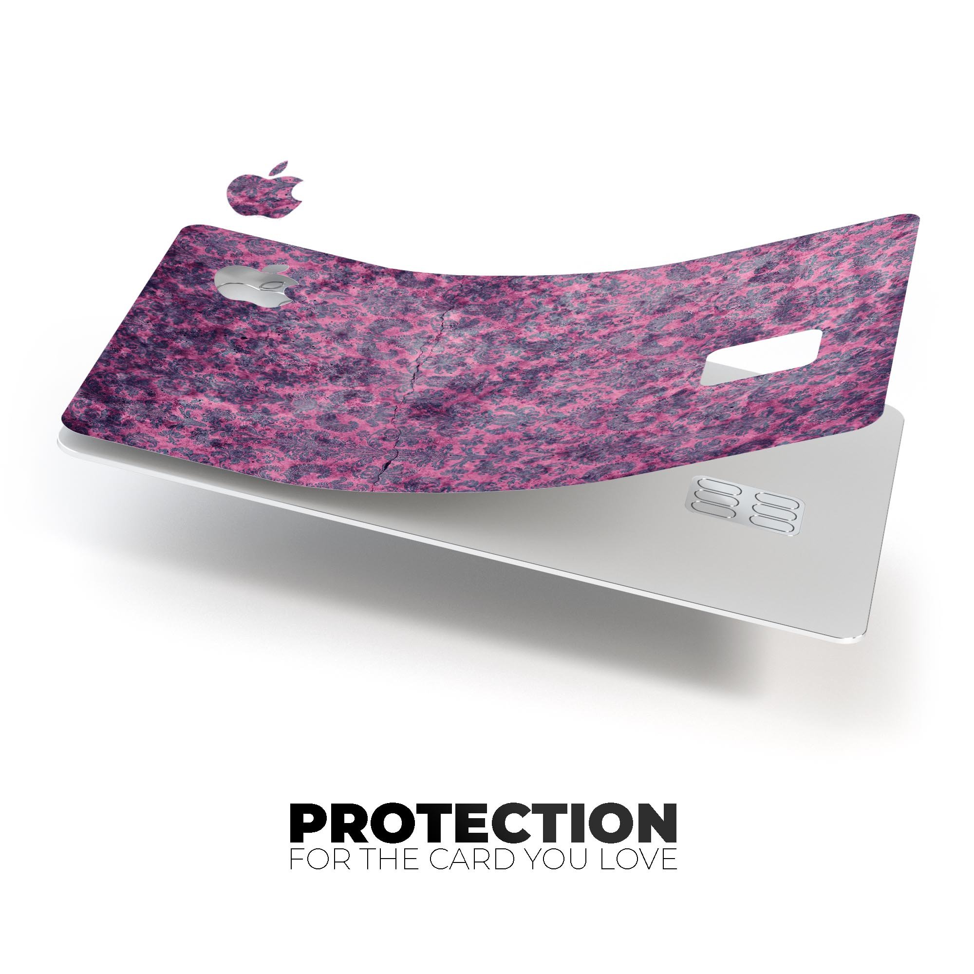 Purple Grungy Royal Pattern decal skin for Apple Card, showcasing its vibrant design and protective features.