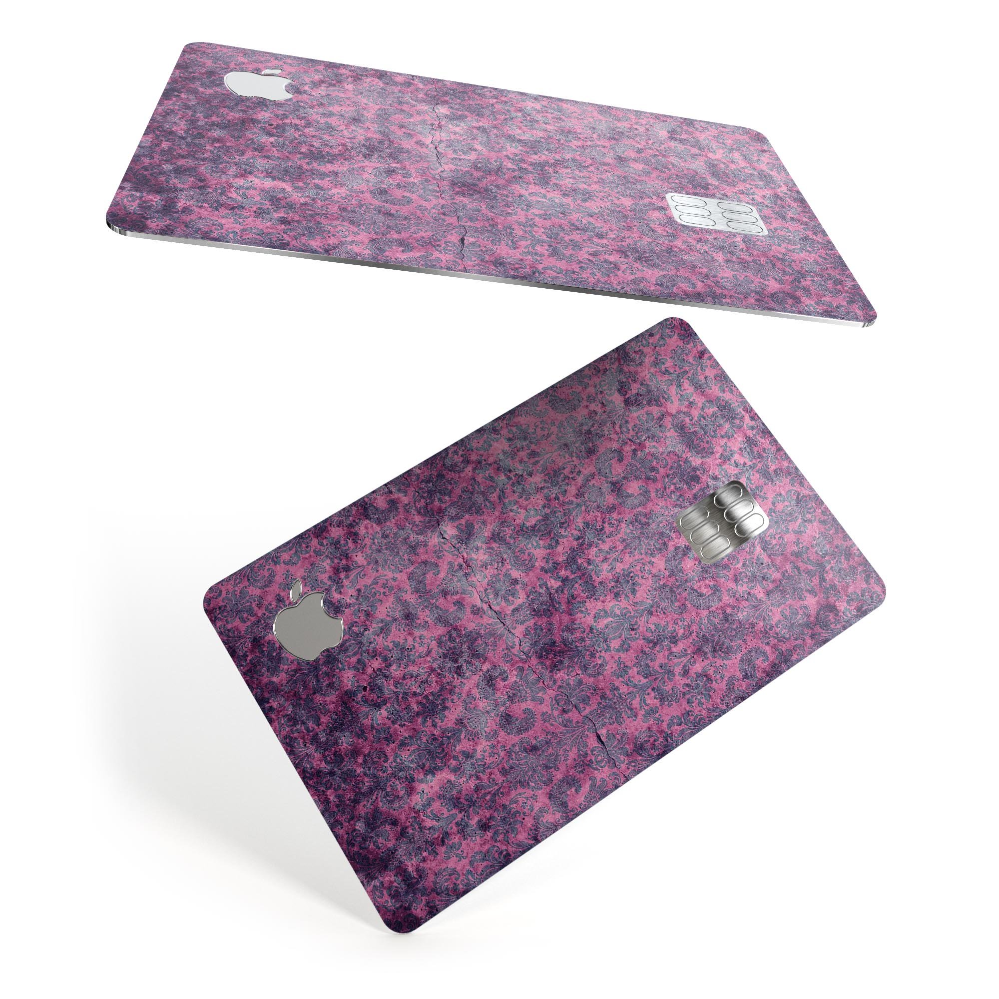 Purple Grungy Royal Pattern decal skin for Apple Card, showcasing its vibrant design and protective features.