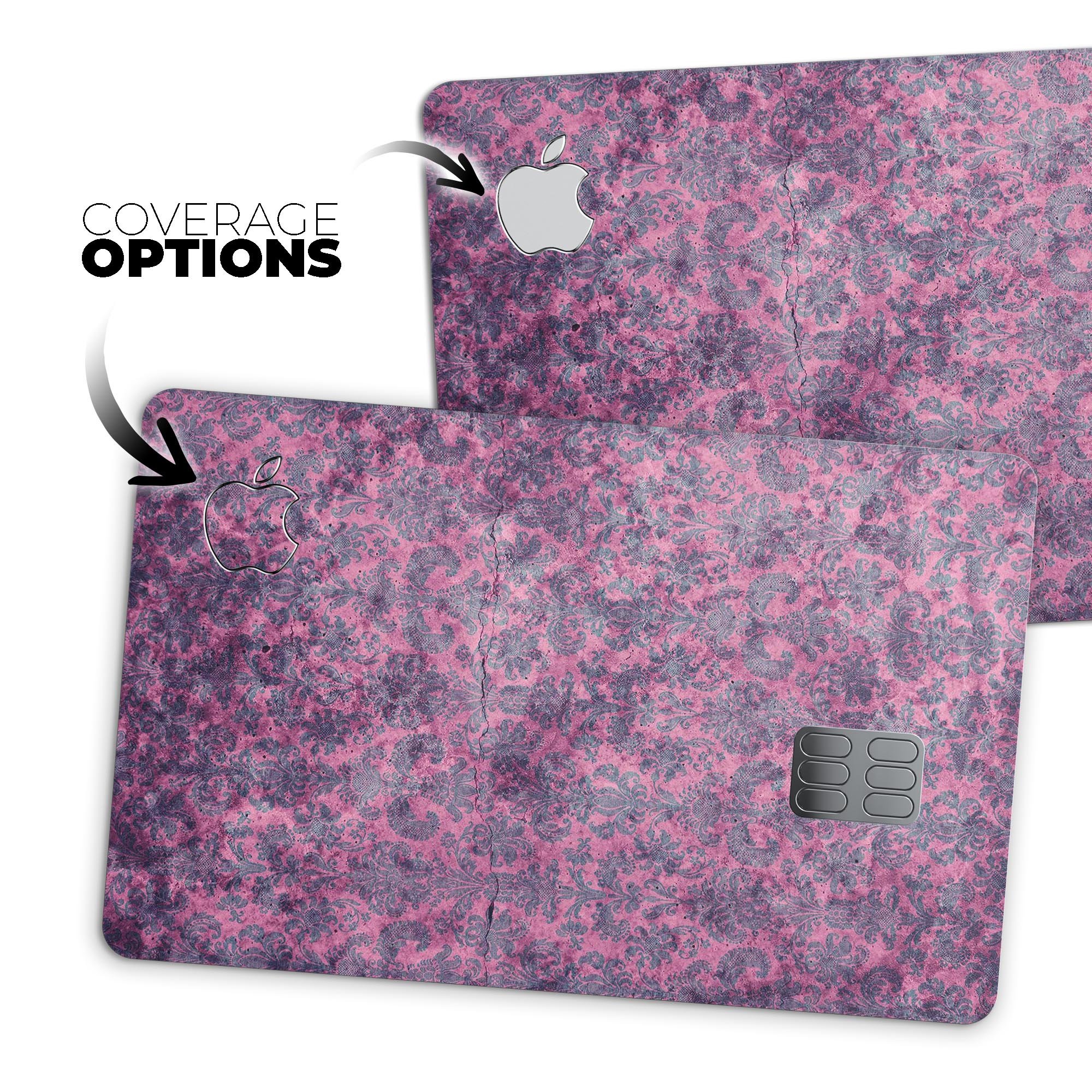 Purple Grungy Royal Pattern decal skin for Apple Card, showcasing its vibrant design and protective features.